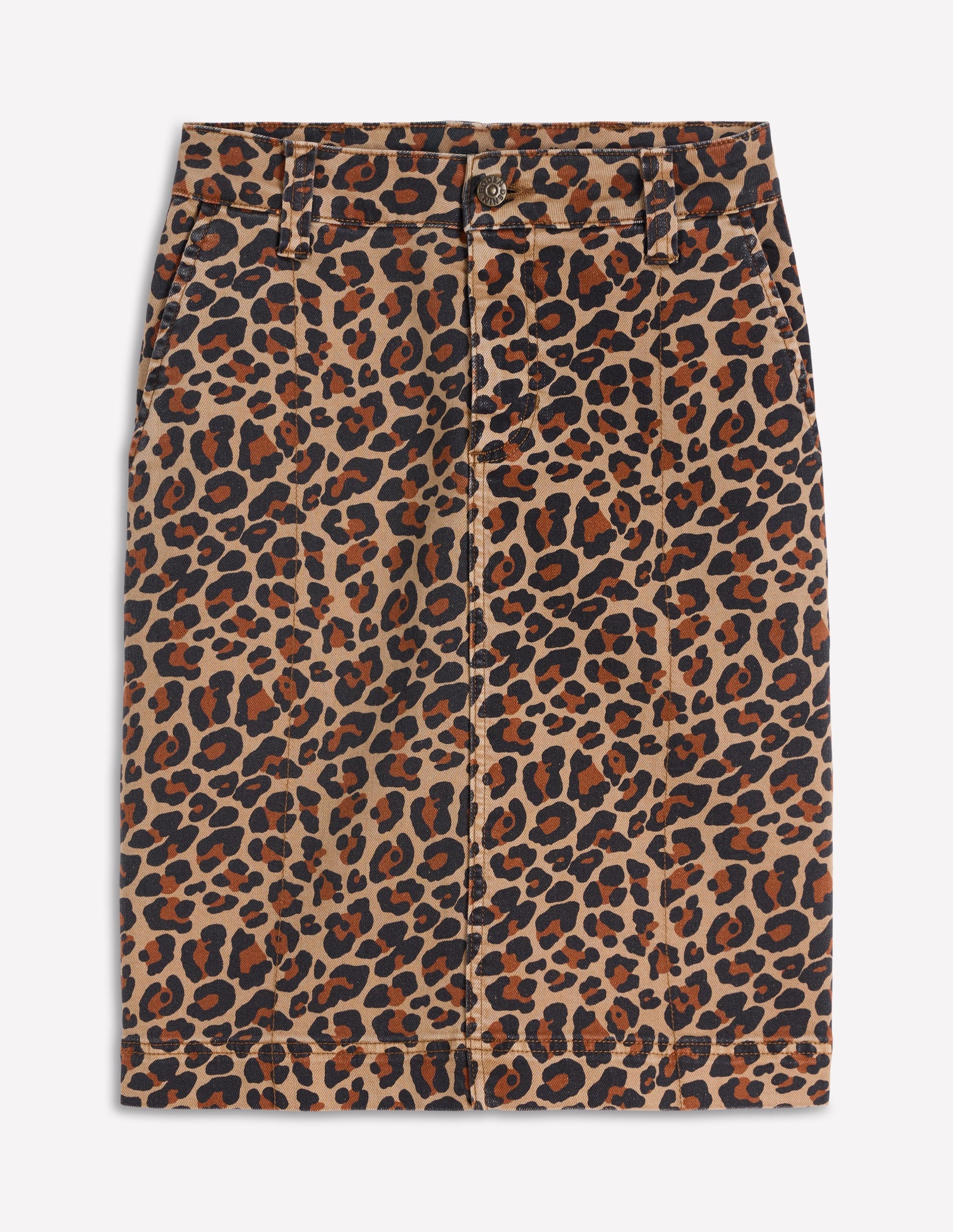 Straight Denim Skirt-Leopard Print-6