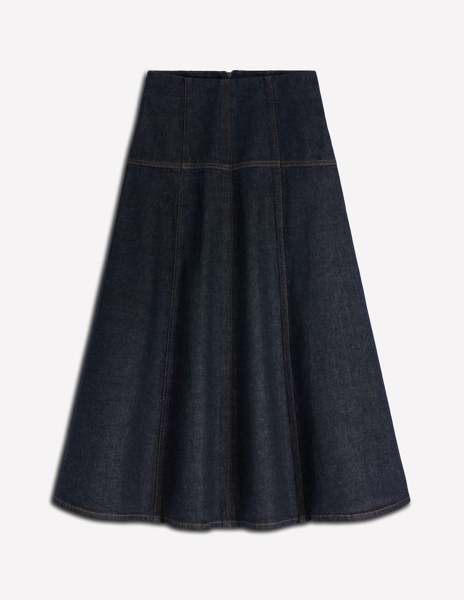 Panelled Detail Denim Skirt-Indigo-6