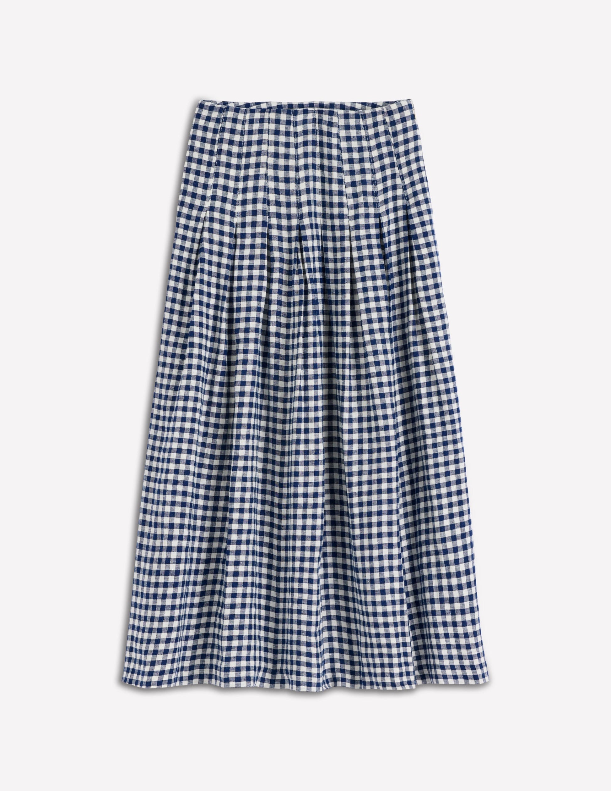 Valentina Linen Skirt-Navy Gingham-7