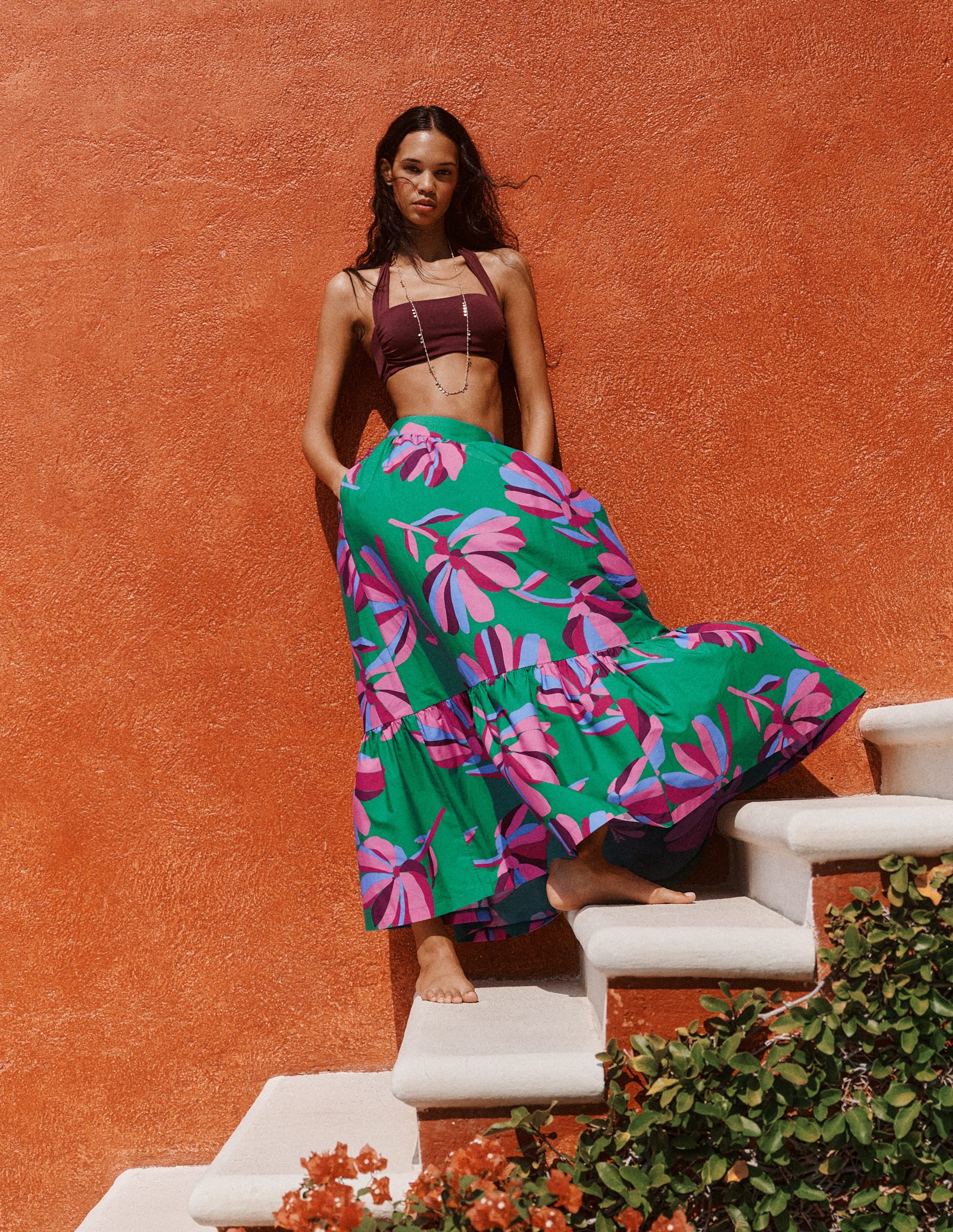 P*I様 deres parisienne skirt サイズ1 Abigail Poplin Maxi Skirt-Green, Daisy Cascade | Boden USA