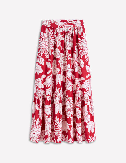 Abigail Poplin Maxi Skirt-Salsa, Decorative Blossom-5