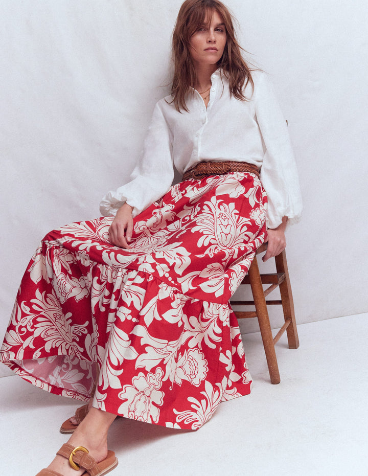 Abigail Poplin Maxi Skirt-Botanical Flourish