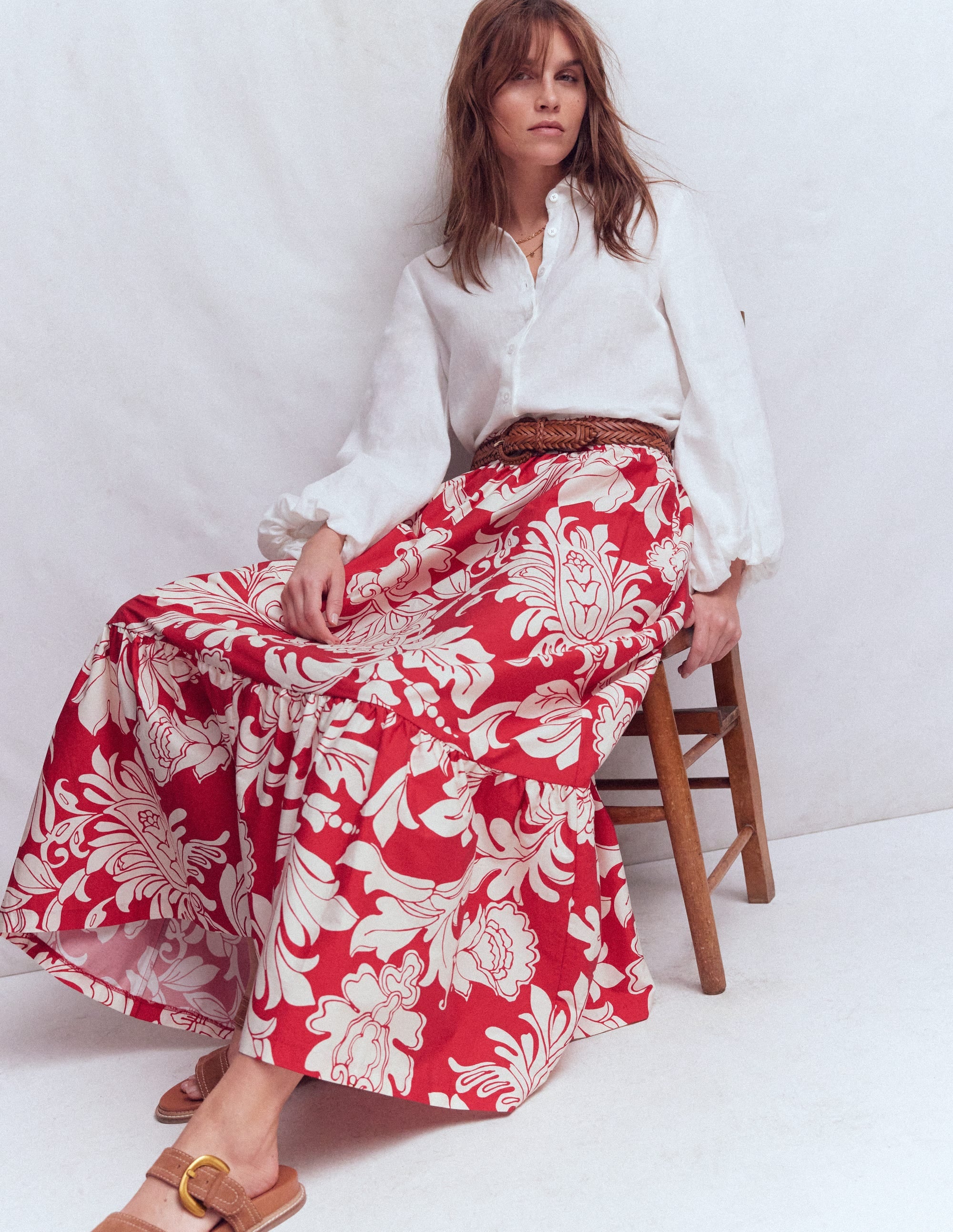 Abigail Poplin Maxi Skirt-Botanical Flourish - Image 1