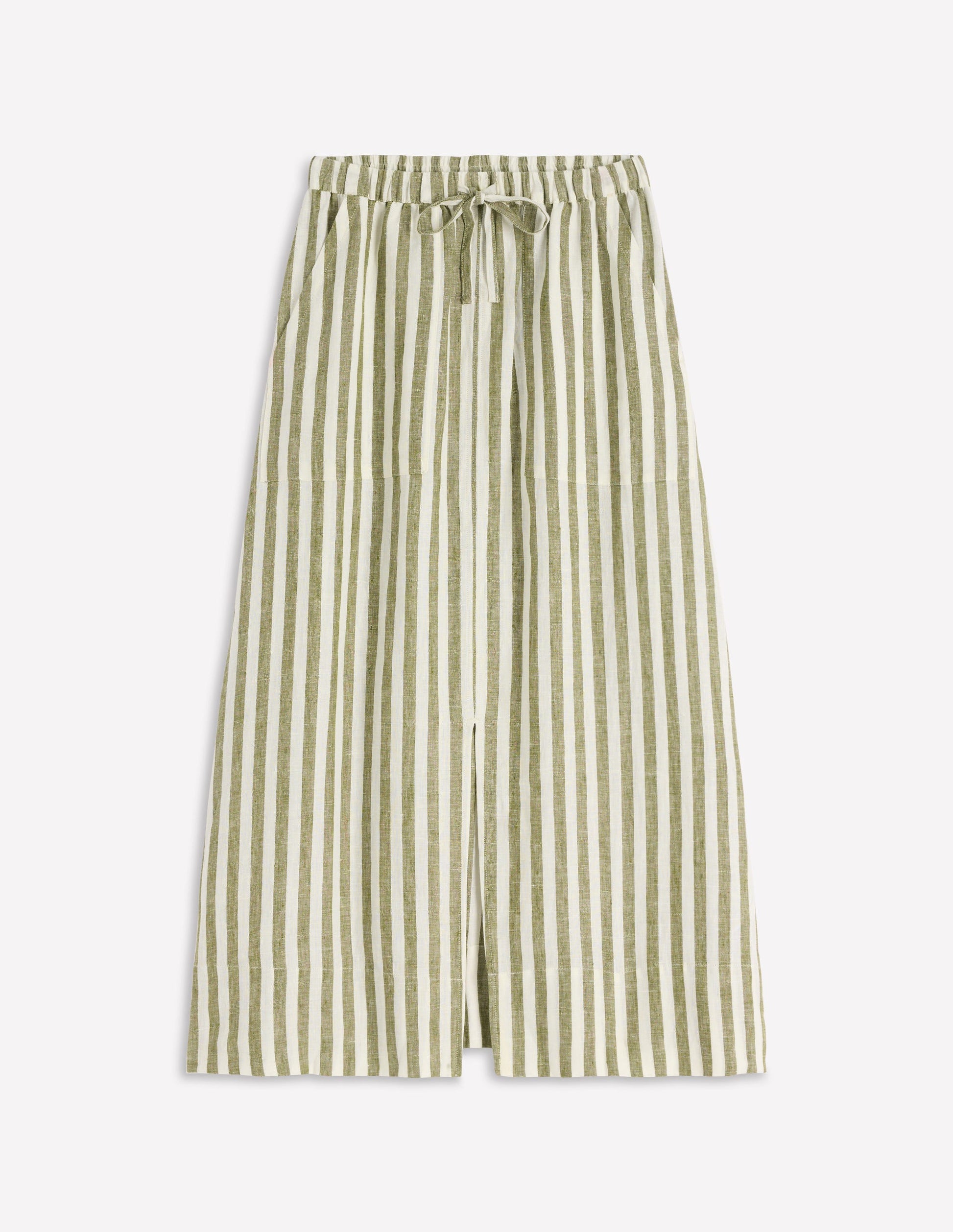 Layla Linen Skirt-Green Stripe-6