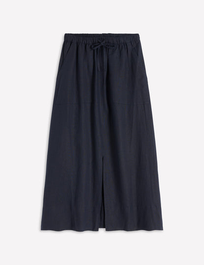 Layla Linen Skirt-Navy-5