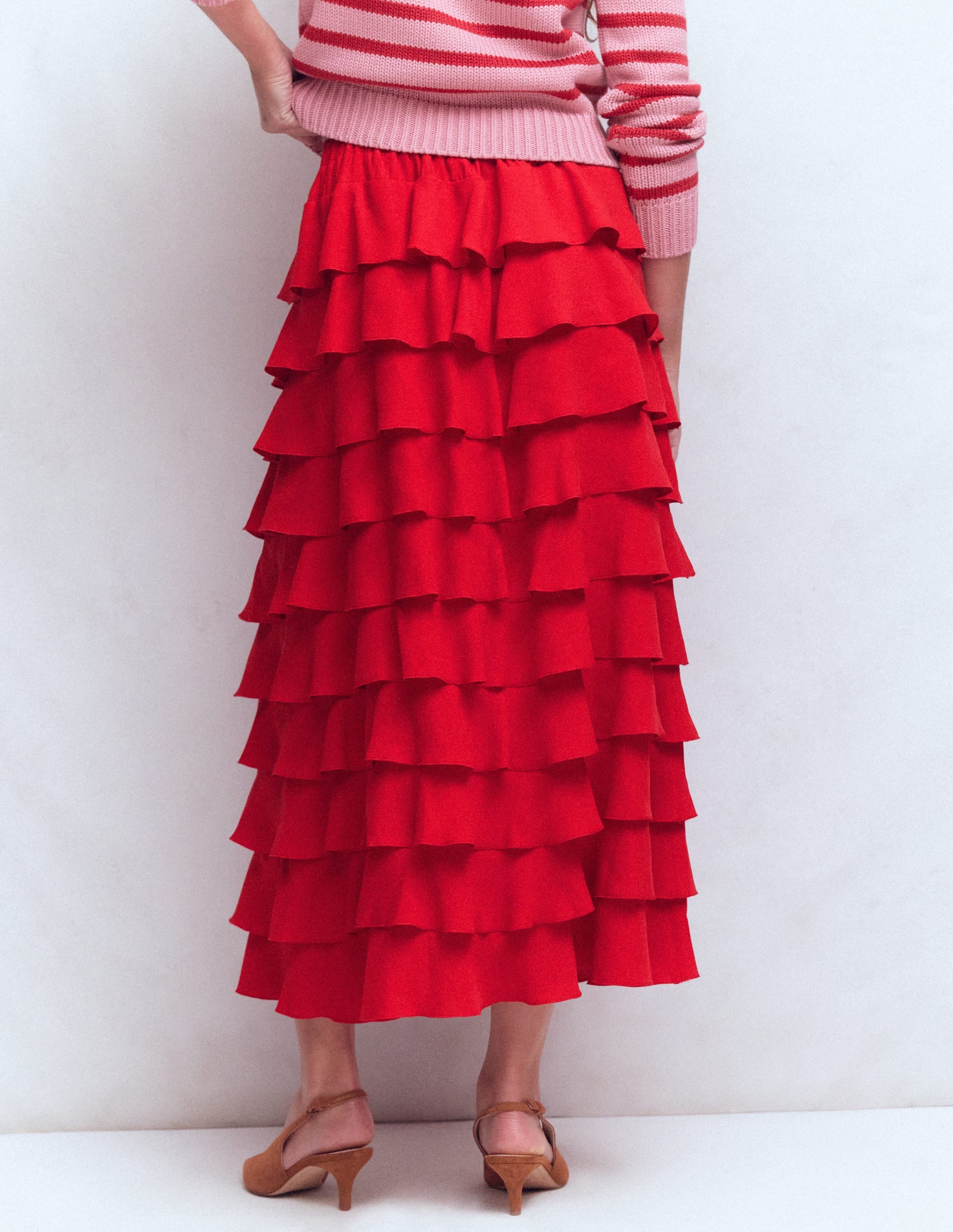 Tiered Maxi Skirt-Salsa - Image 3