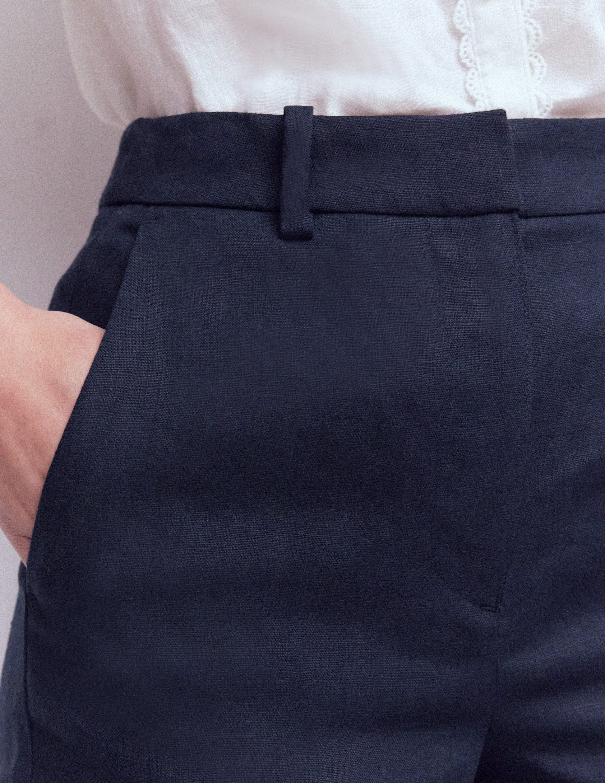Belgravia Linen Shorts-Navy-2
