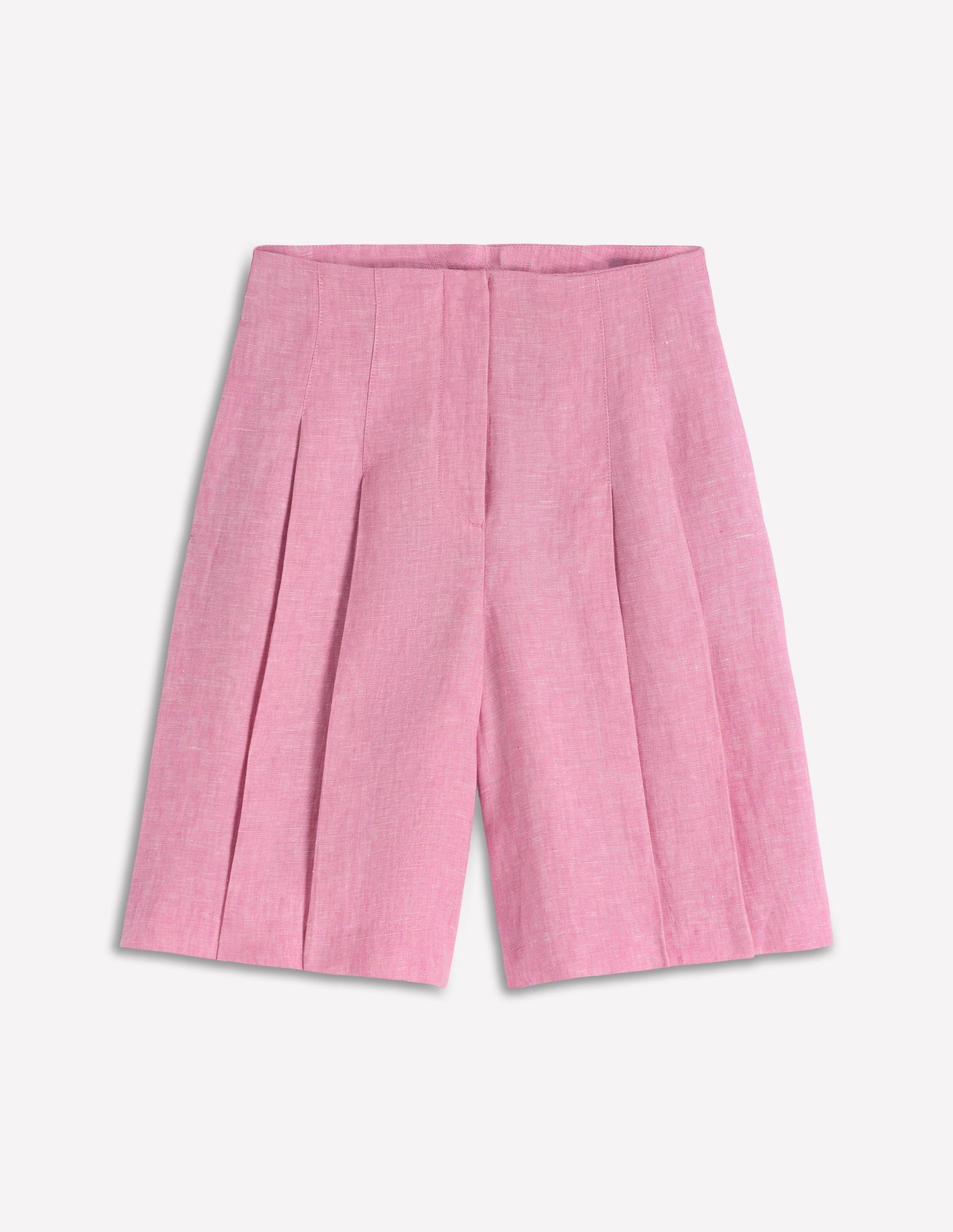 Highbury Pleated Linen Shorts-Meadowsweet Pink Chambray-6