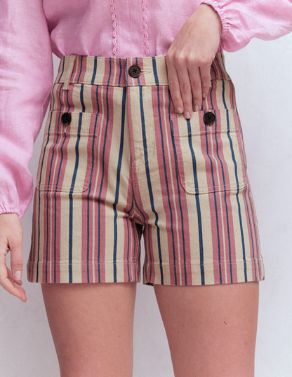 Primrose Denim Shorts-Pink Stripe-4