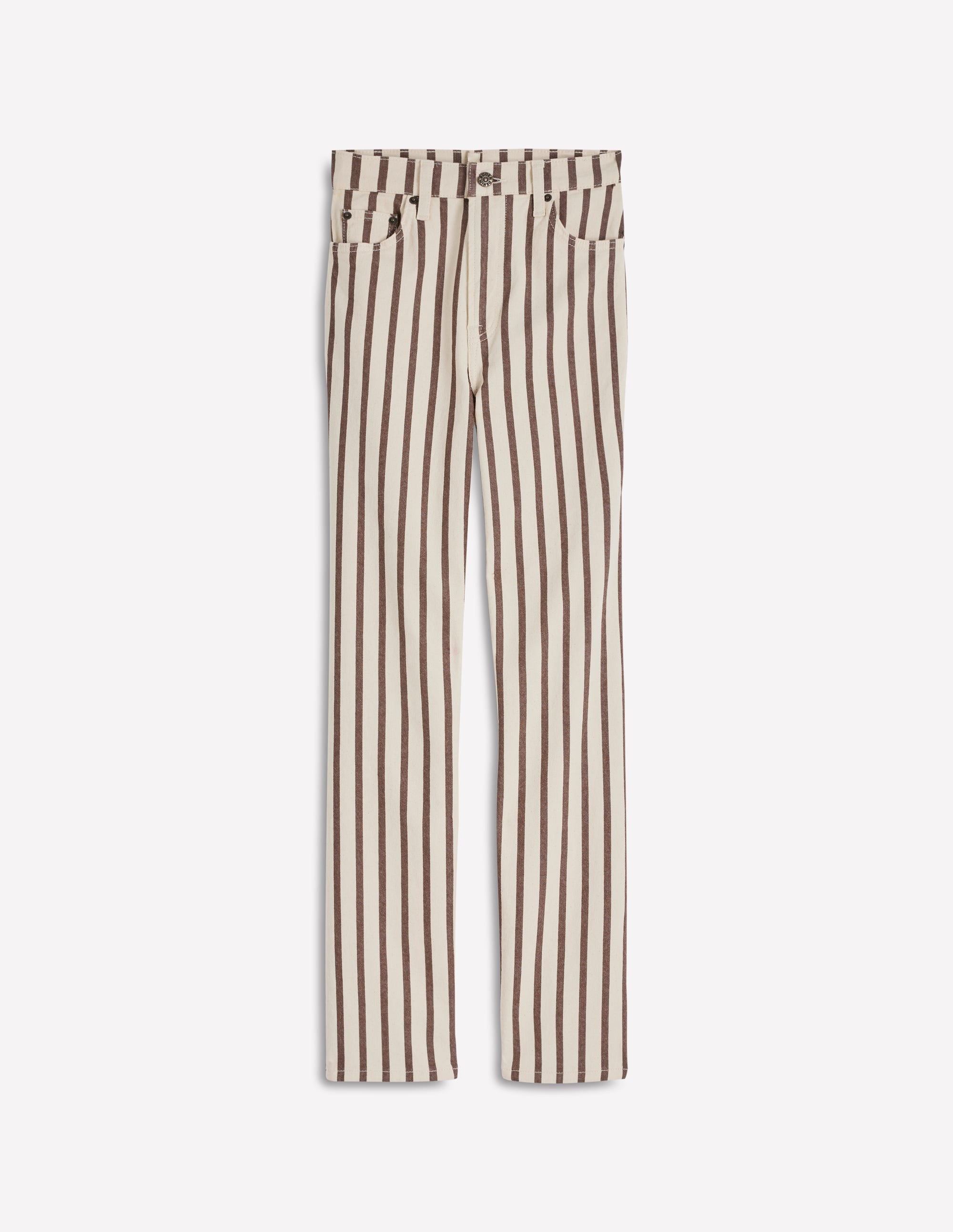 High Rise Straight Jeans-Brown Ecru Stripe - Image 7