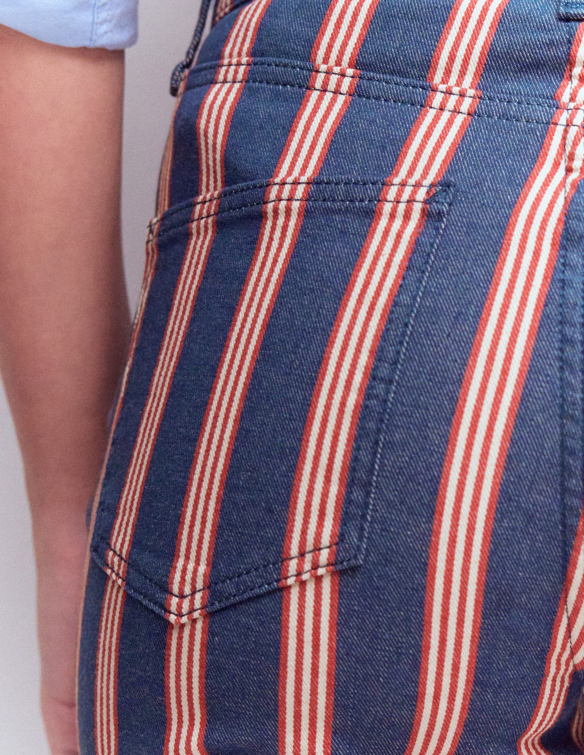 High Rise Straight Jeans-Navy & Red Stripe-2