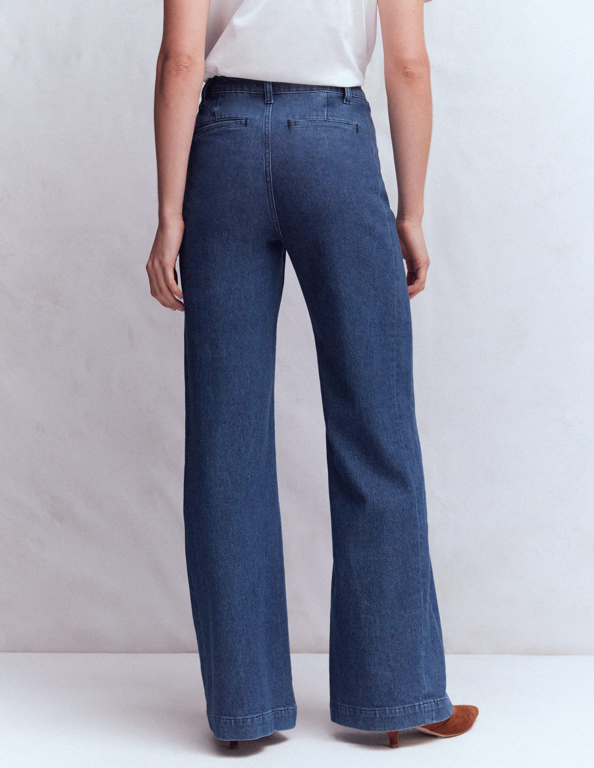 Pocket Detail Wide Leg Jeans-Mid Vintage-3