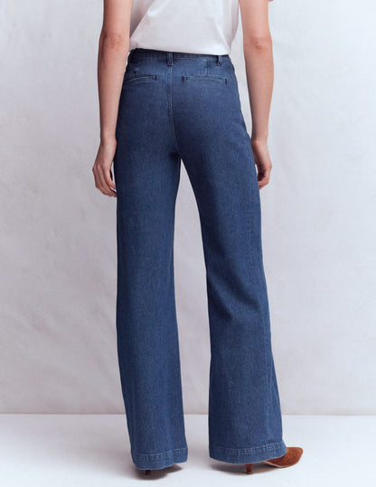 Pocket Detail Wide Leg Jeans-Mid Vintage-3
