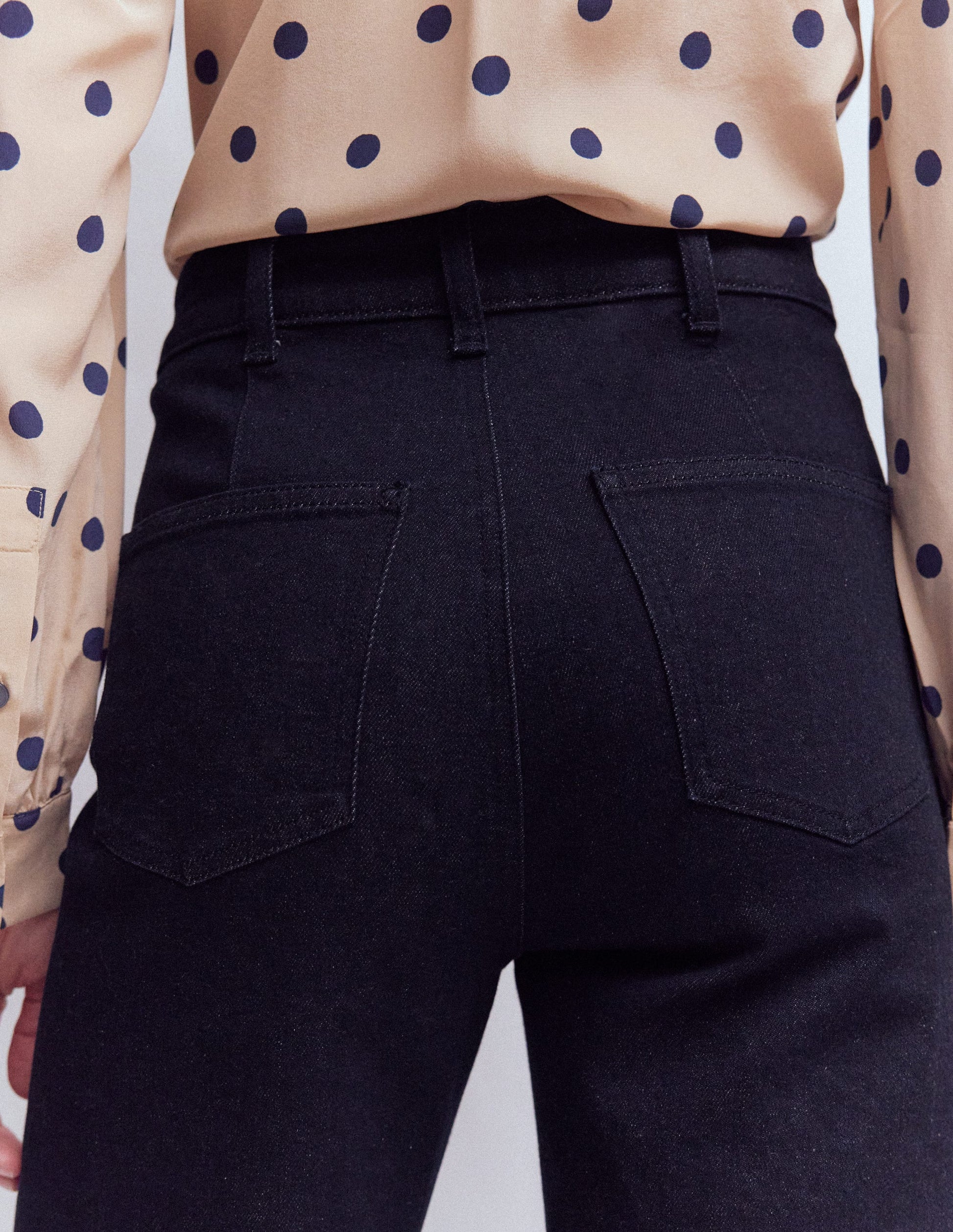 Pintuck Column Leg Jeans-Indigo Rinse-2