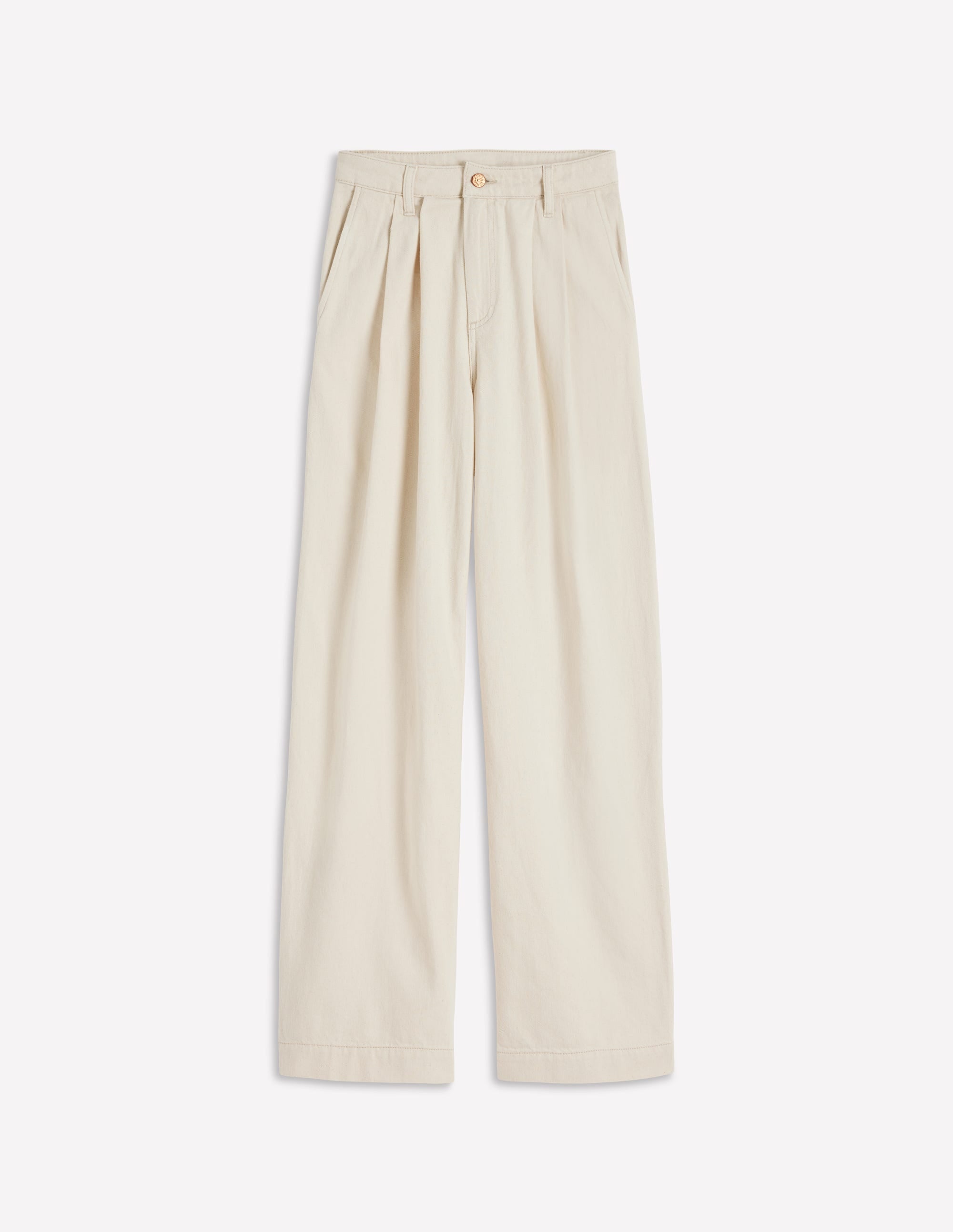 Pleated Wide Leg Jeans-Ecru - Image 7
