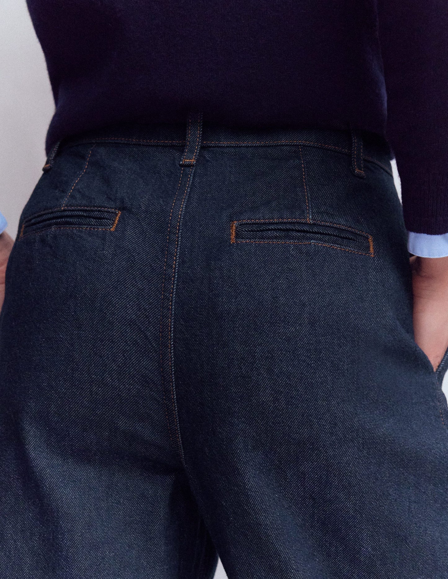 Pleated Wide Leg Jeans-Indigo Rinse