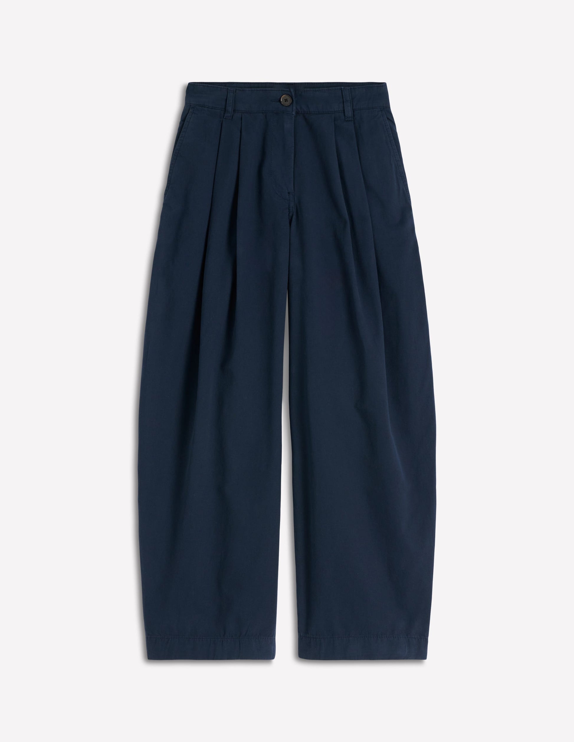 Pleat Barrel Leg Pants-Navy-6