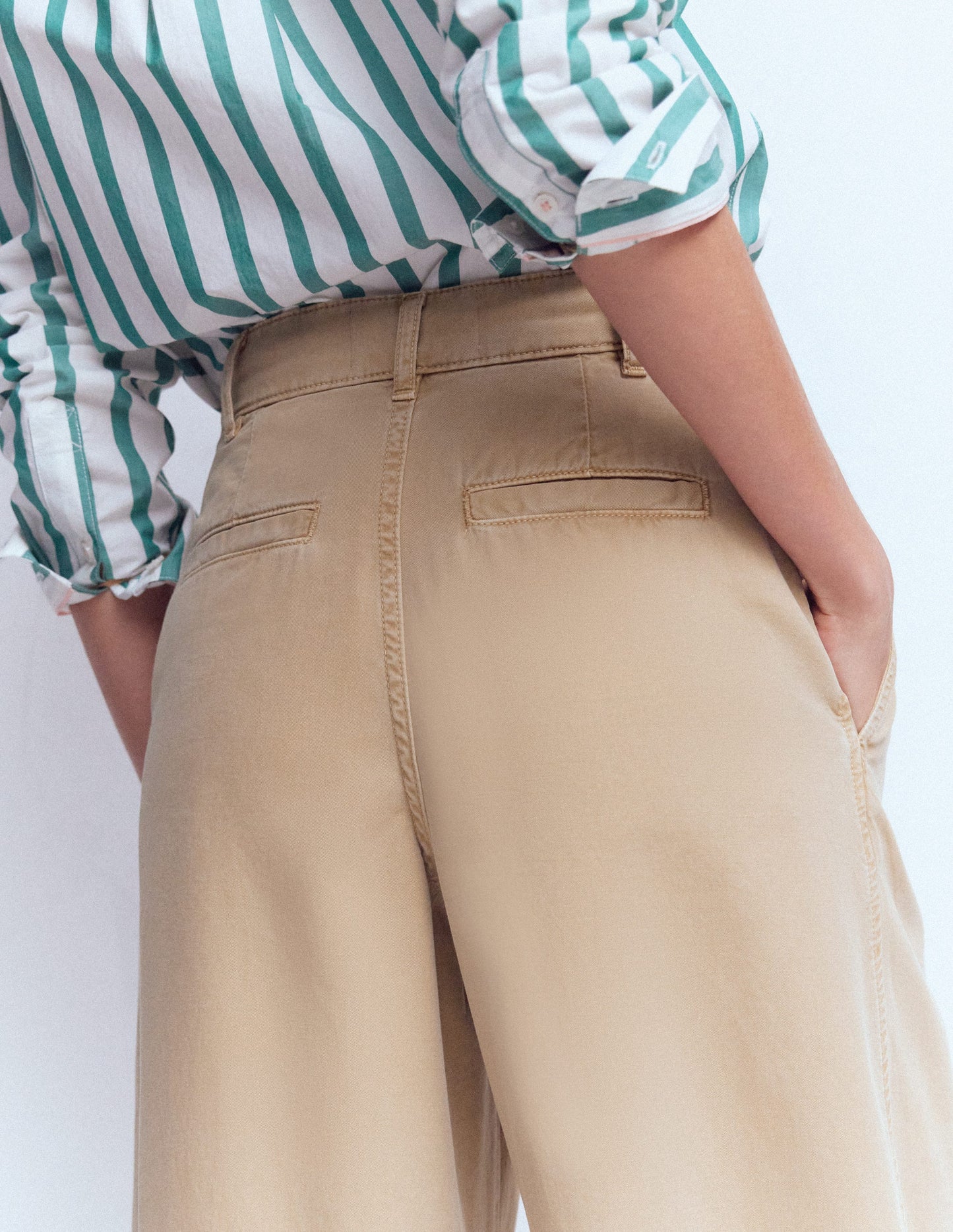 Pleat Barrel Leg Pants-Stone