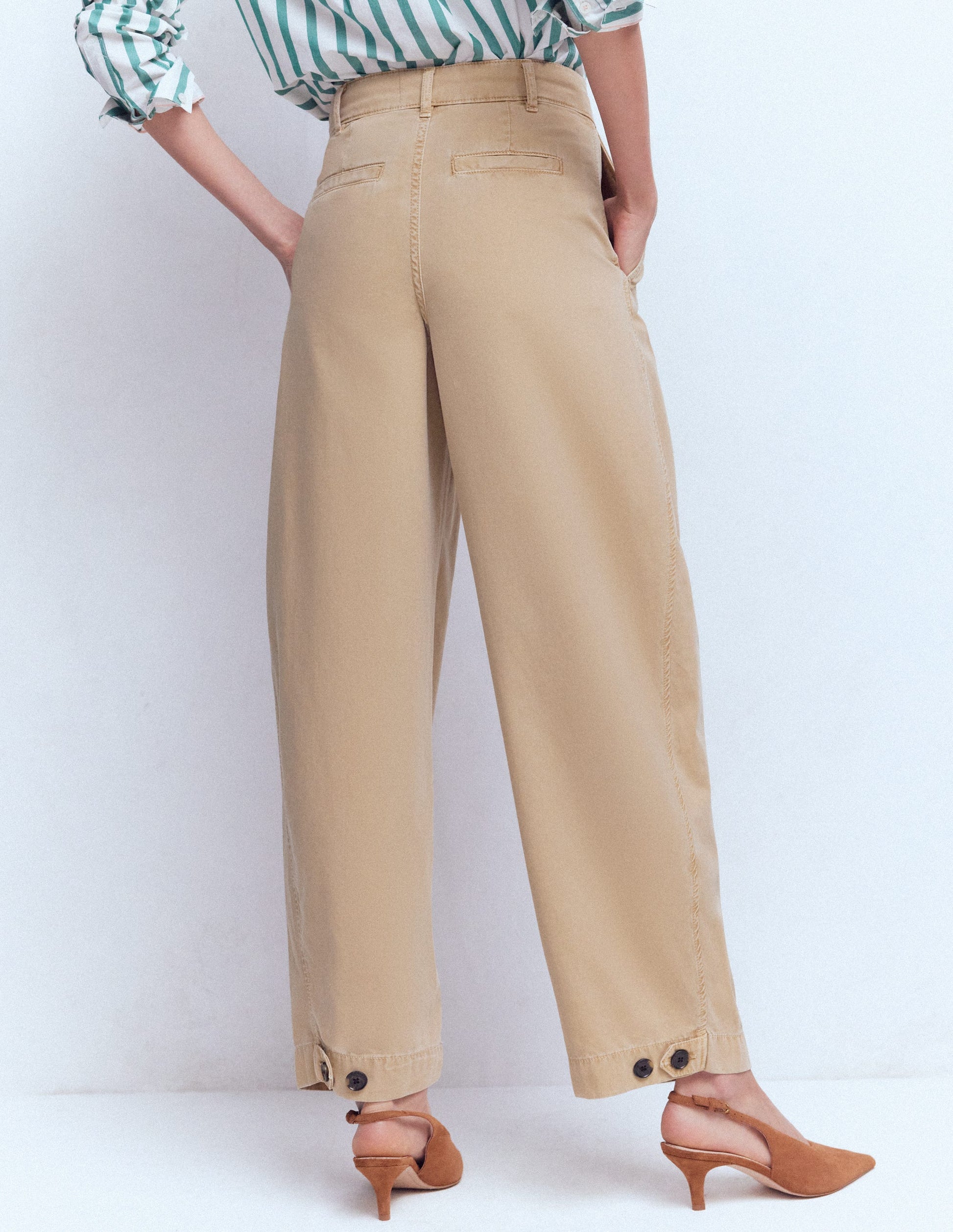 Pleat Barrel Leg Pants-Stone-4