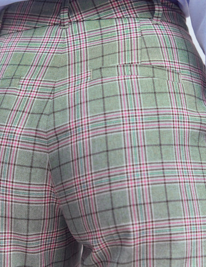 Canonbury Tailored Pants-Green, Pink and Brown Check-6