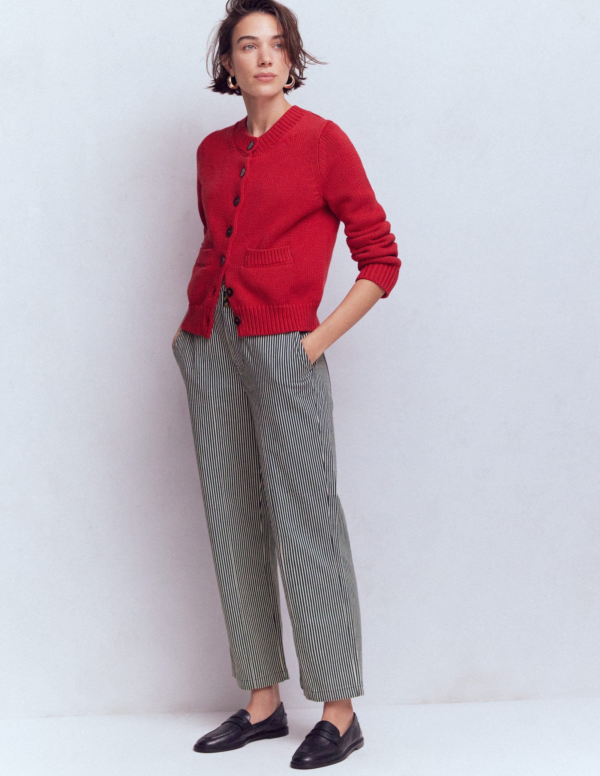 Straight Leg Chino Pants-Blue and Ivory Stripe - Image 1