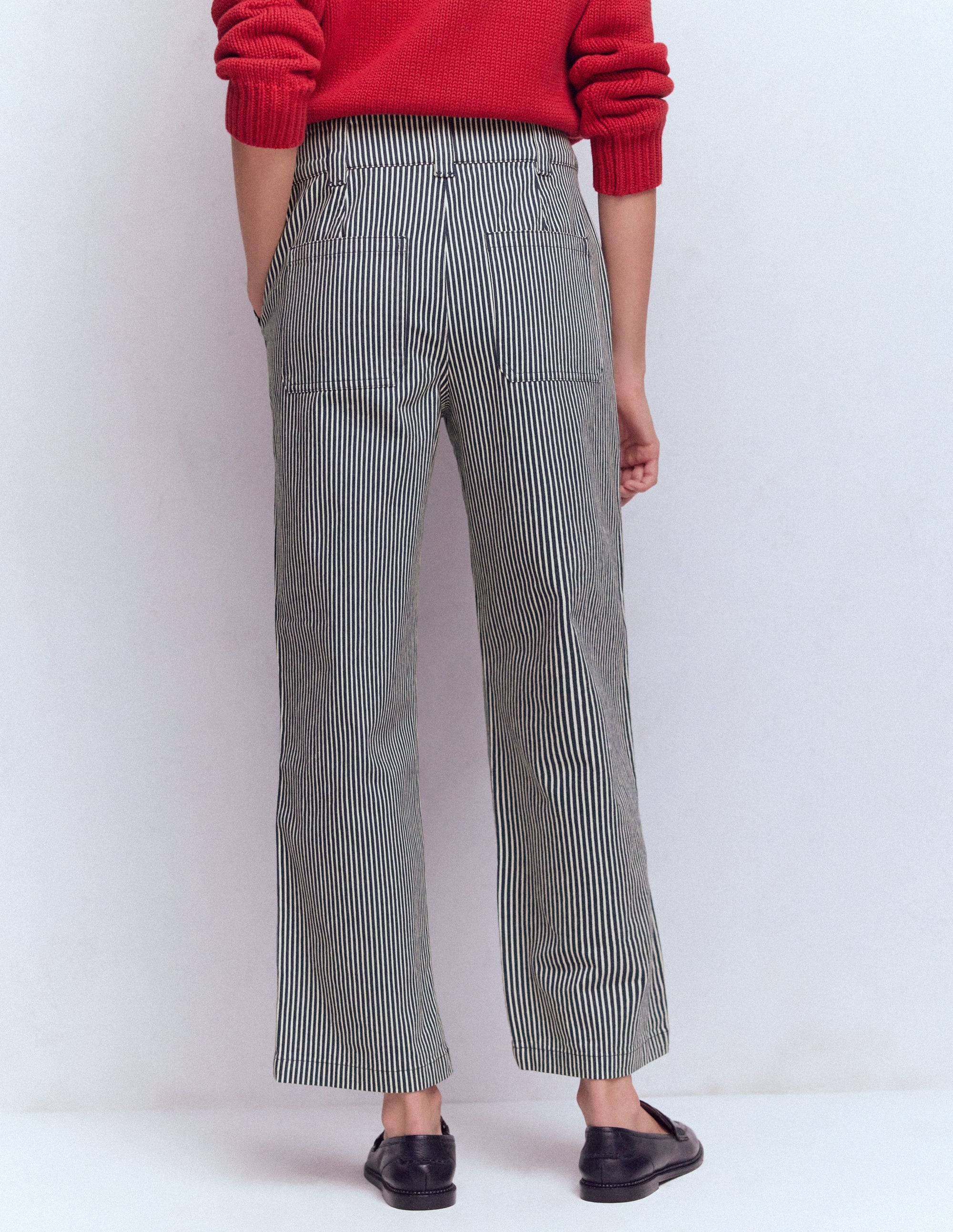 Straight Leg Chino Pants-Blue and Ivory Stripe - Image 3