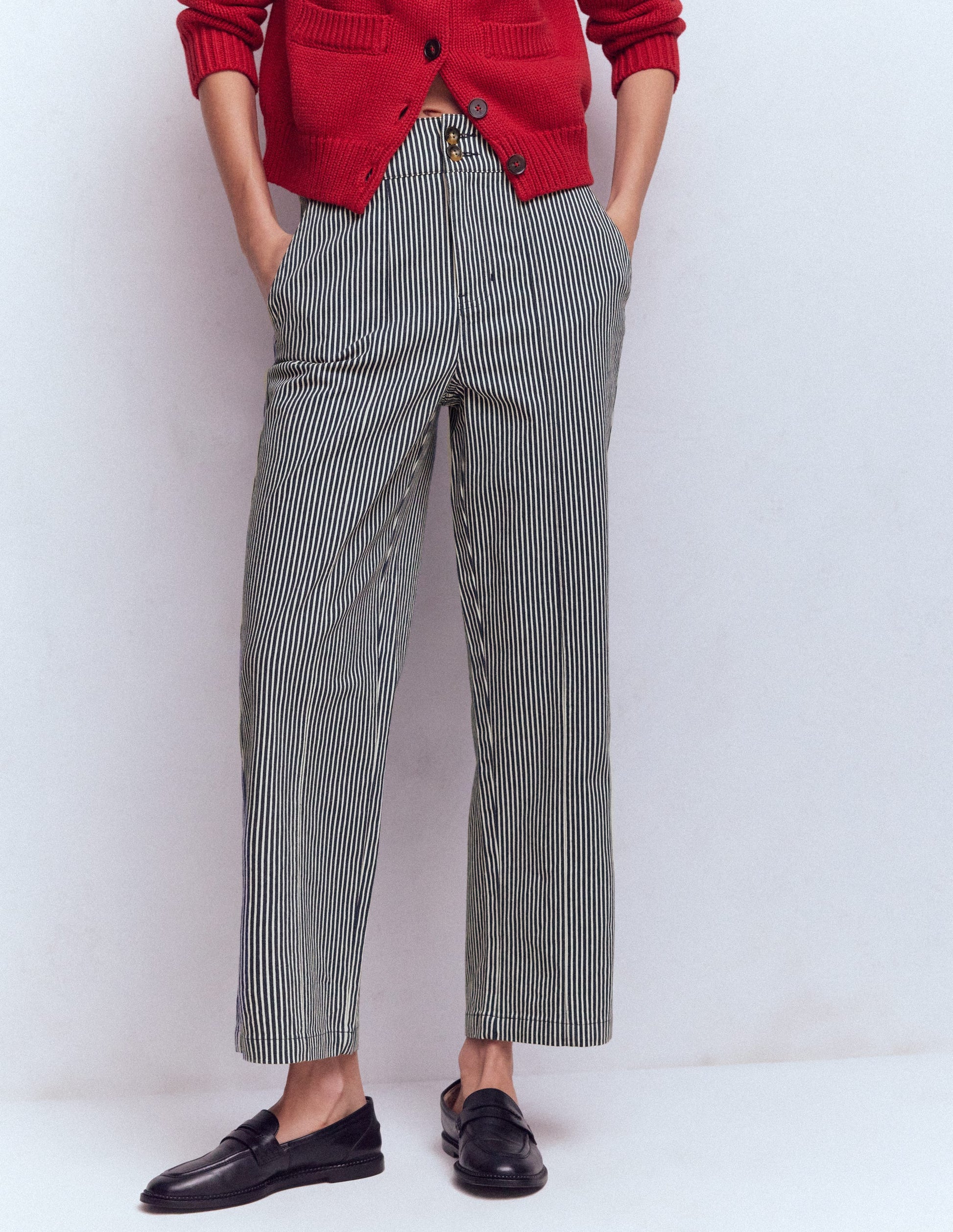 Straight Leg Chino Pants-Blue and Ivory Stripe-4