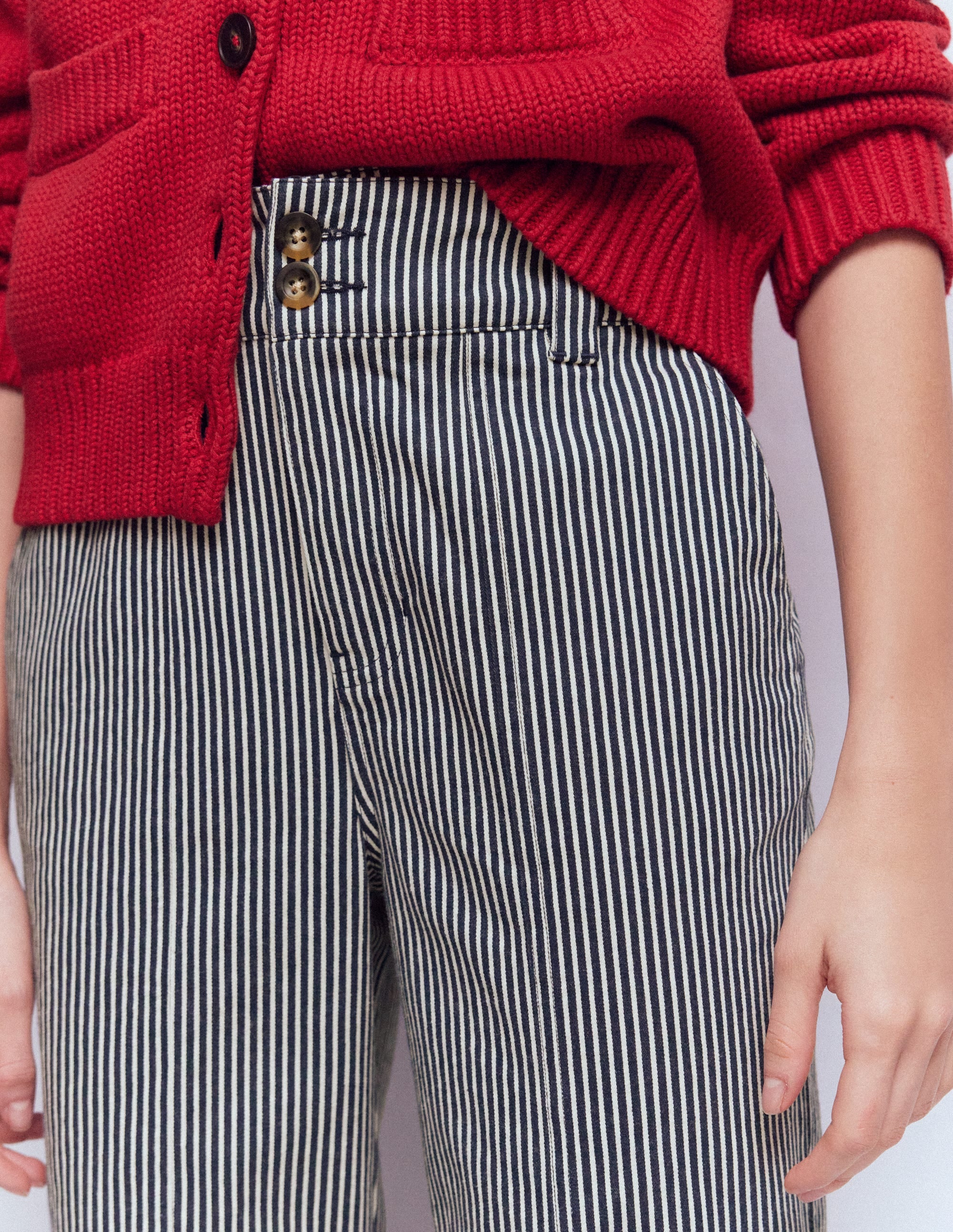 Straight Leg Chino Pants-Blue and Ivory Stripe - Image 5
