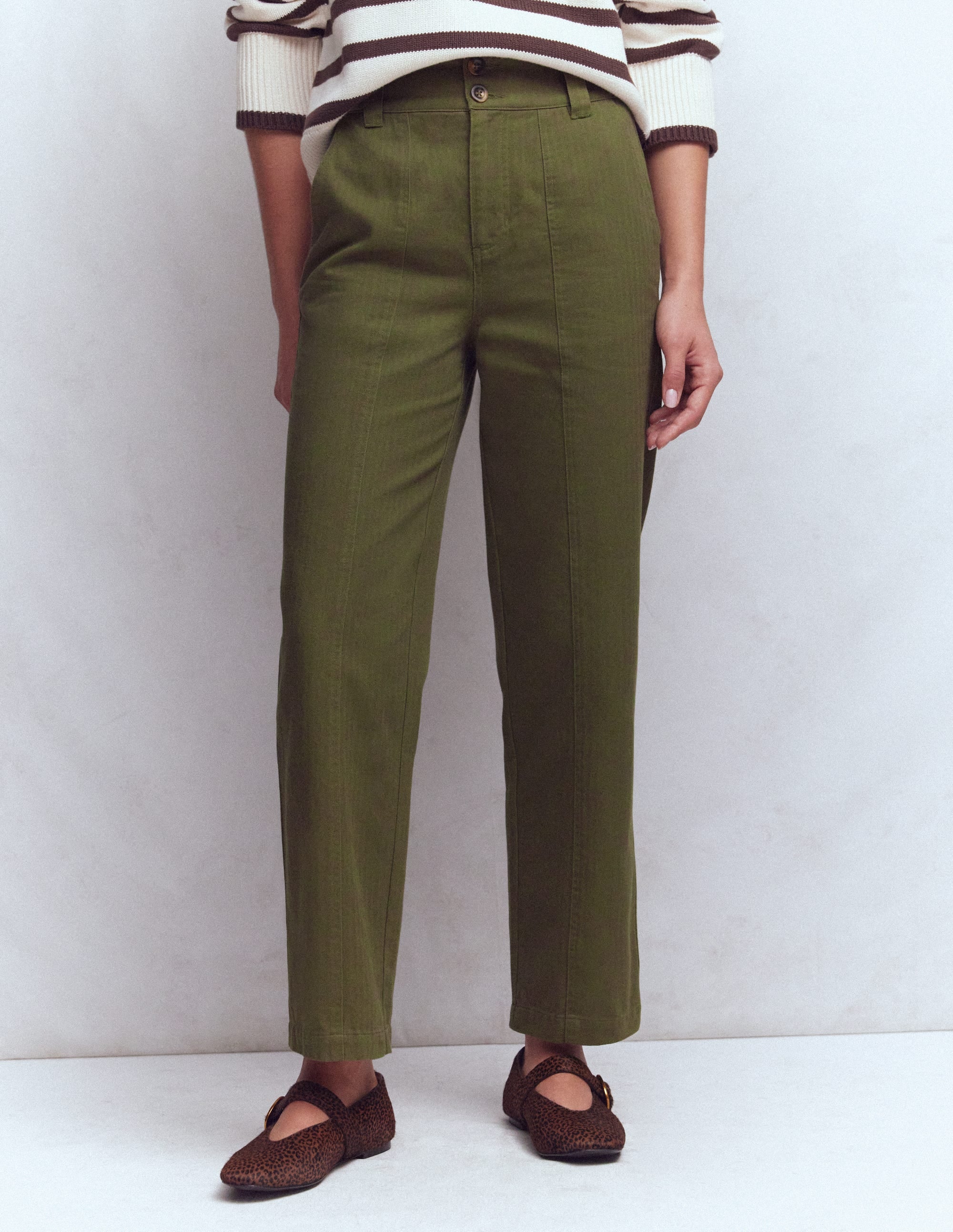 Straight Leg Chino Pants-Woodland Green Herringbone - Image 4