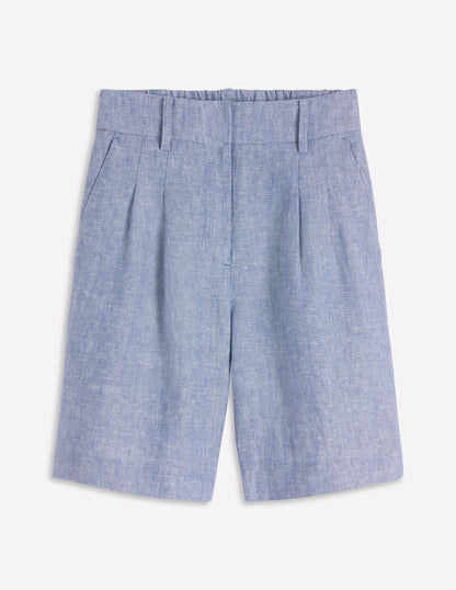 Kensington Linen Shorts-Blue Chambray-6