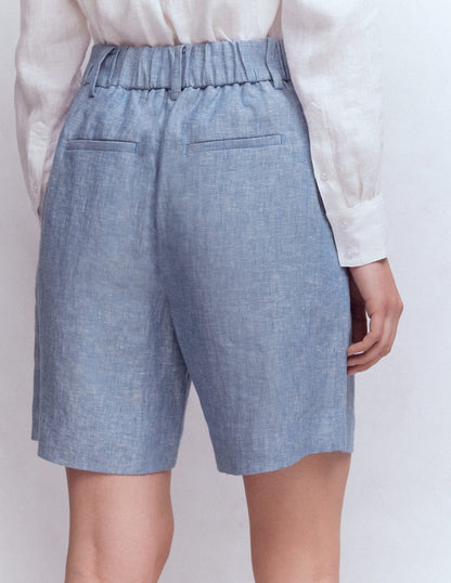 Kensington Linen Shorts-Blue Chambray-3