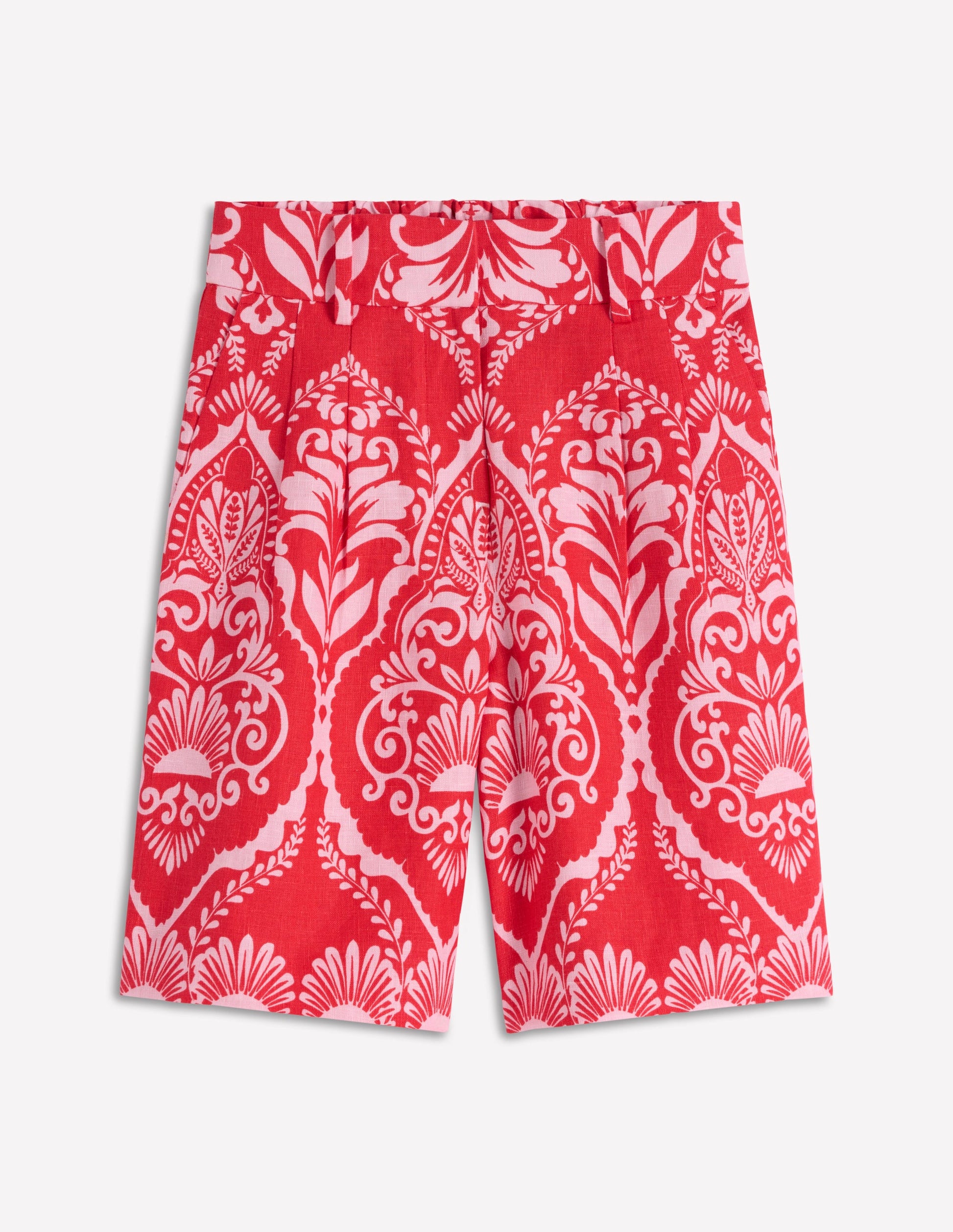 Kensington Linen Shorts-Poppy Red, Ornamental Garden-7