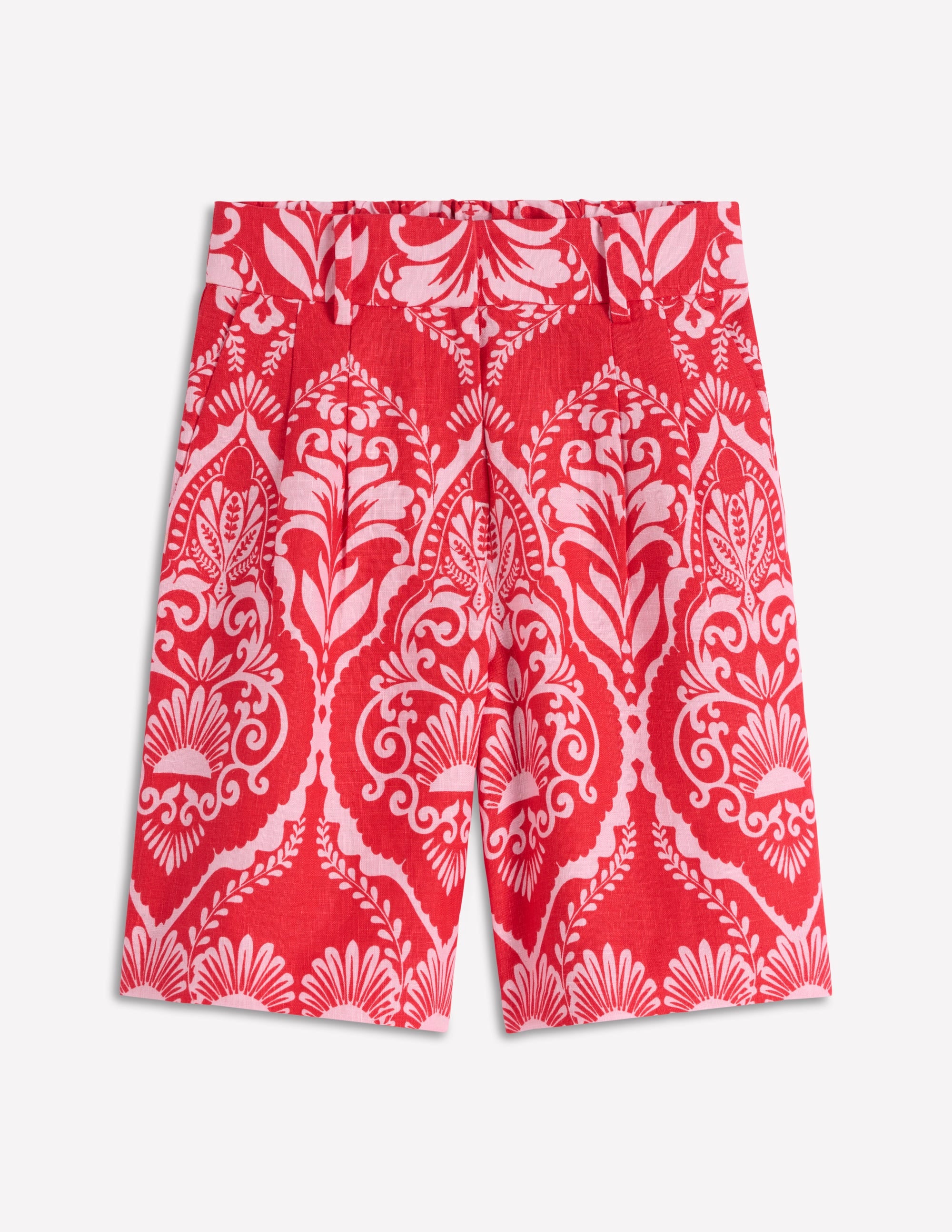 Kensington Linen Shorts-Poppy Red, Ornamental Garden - Image 7