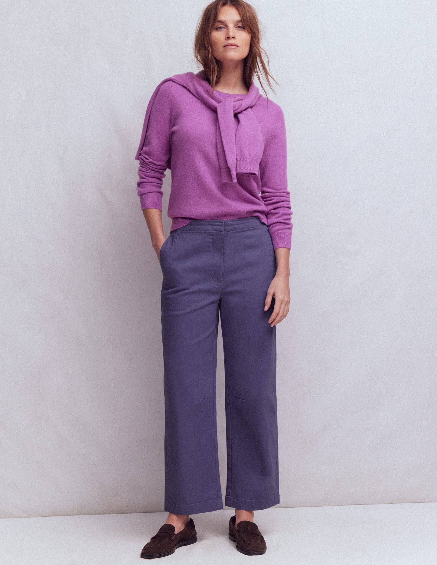 Straight Taper Pants-Purple Thistle