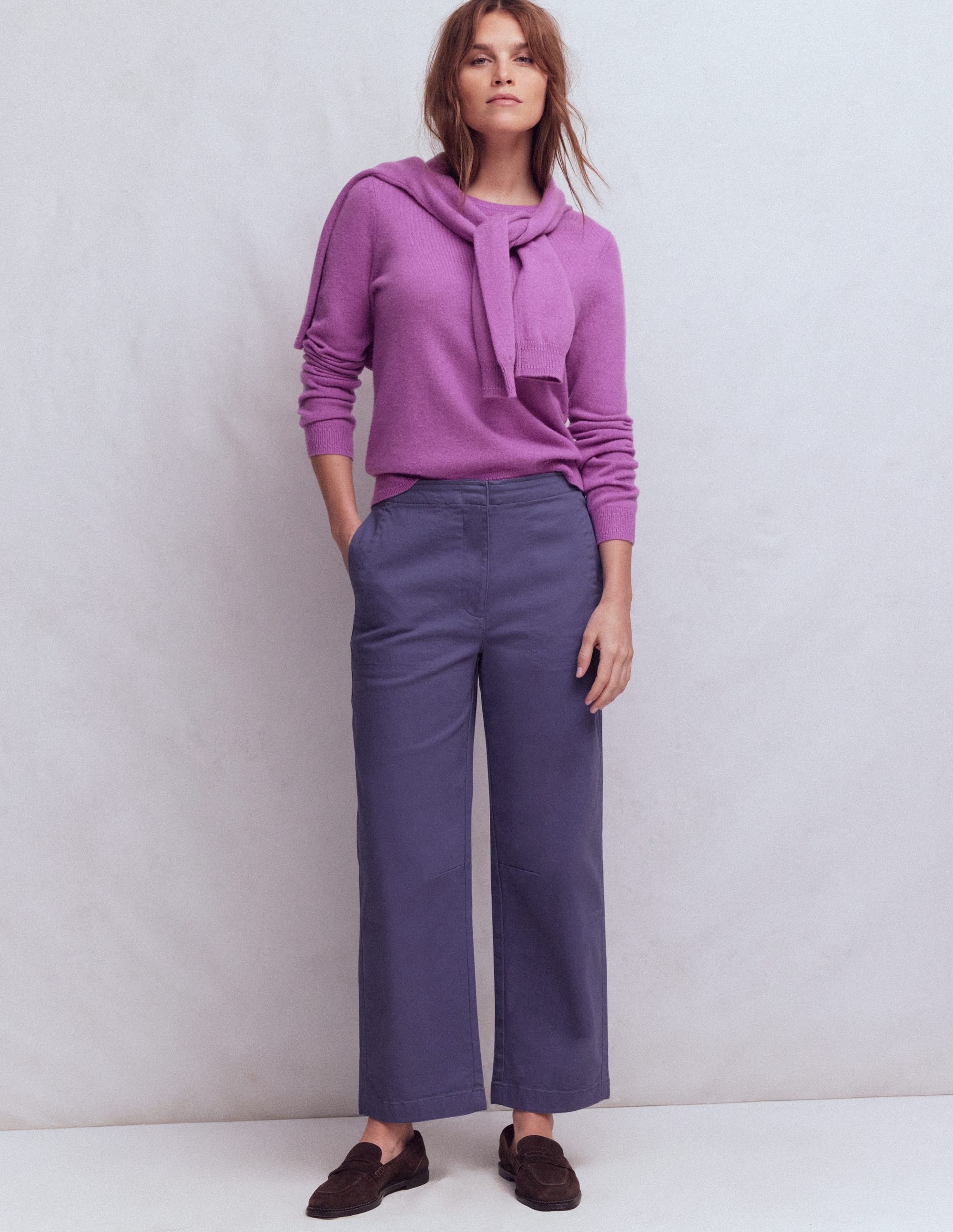 Barrel Leg Chino Pants-Purple Thistle - Image 1