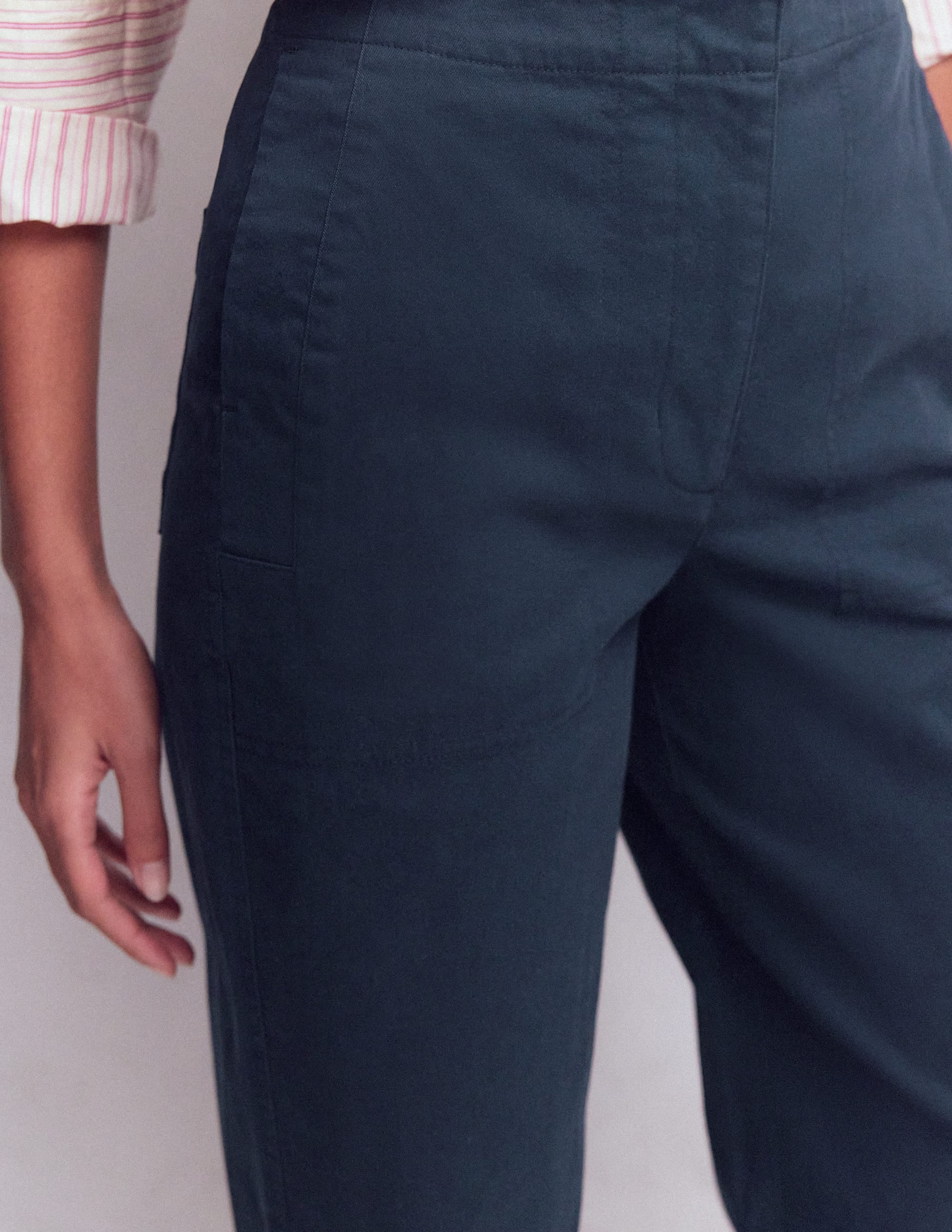 Barrel Leg Chino Pants-Navy - Image 2