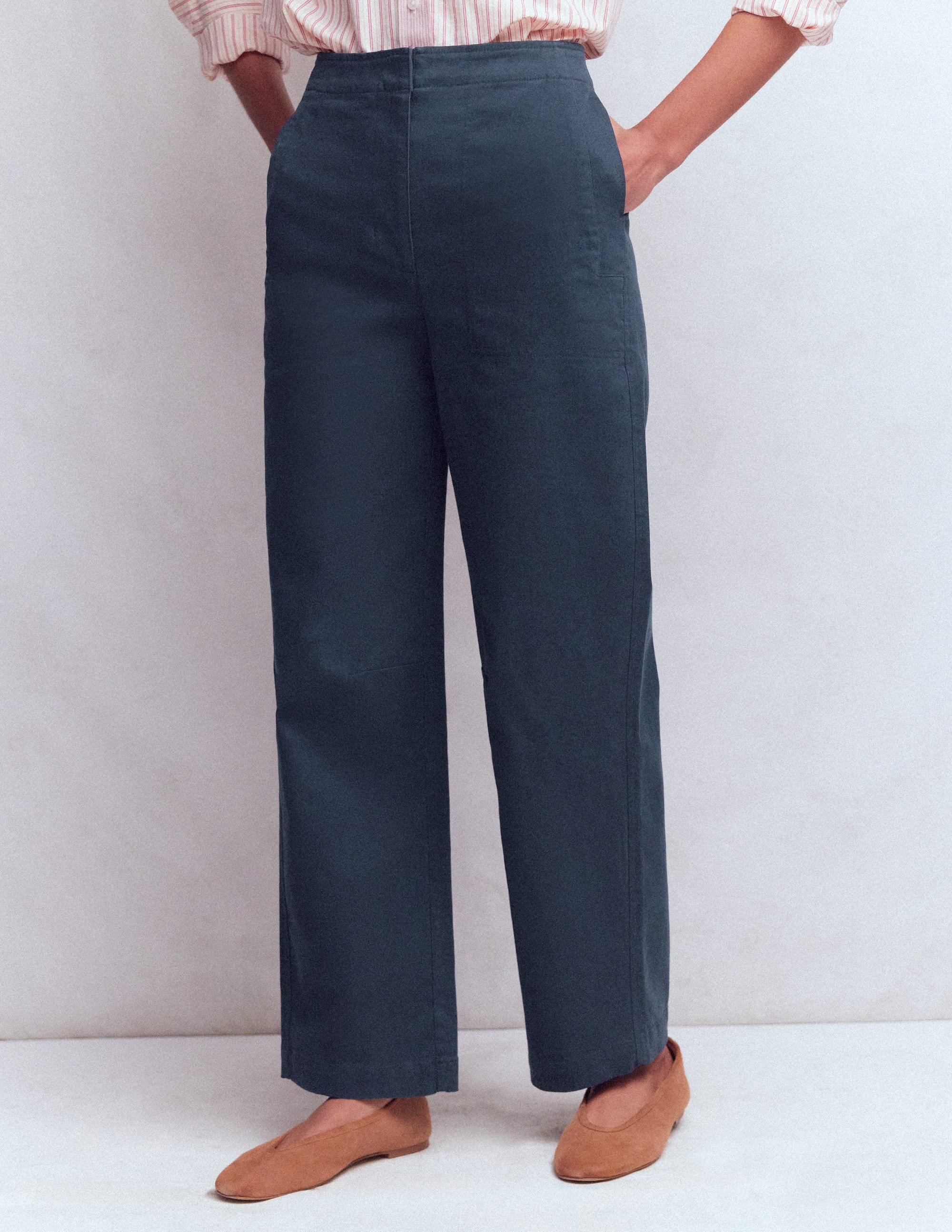 Barrel Leg Chino Pants-Navy - Image 4