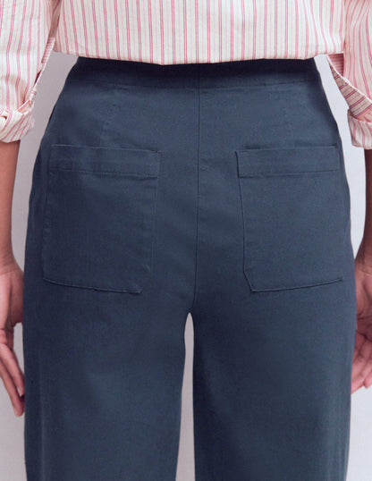 Barrel Leg Chino Trousers-Navy-5