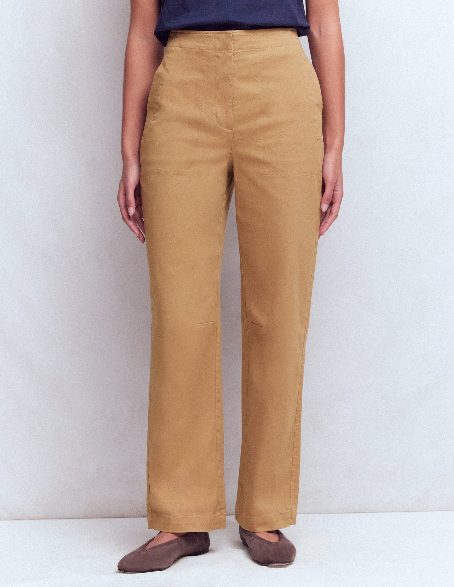 Barrel Leg Chino Trousers-Cappuccino