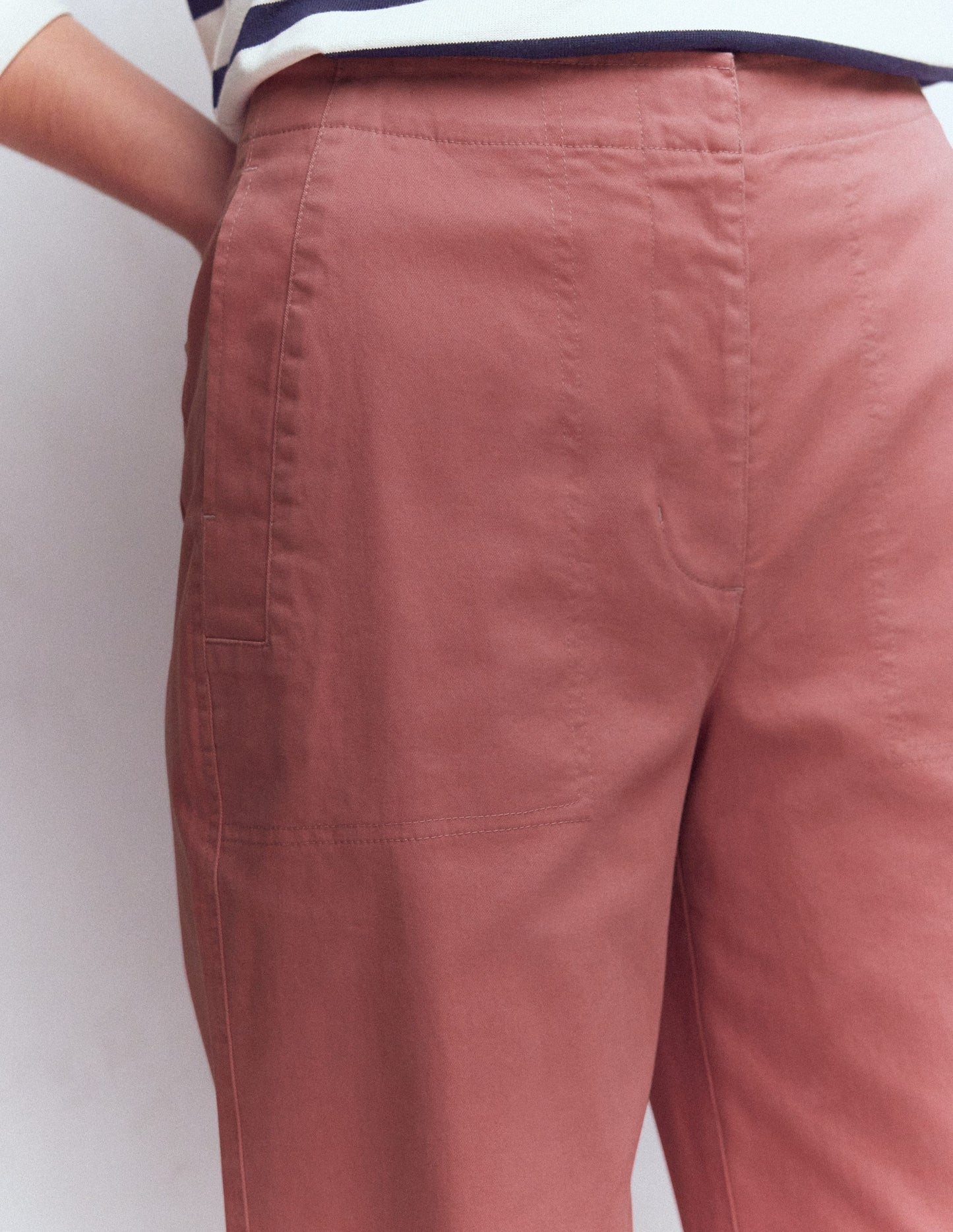 Cotton Straight Leg Pants-Vintage Rose