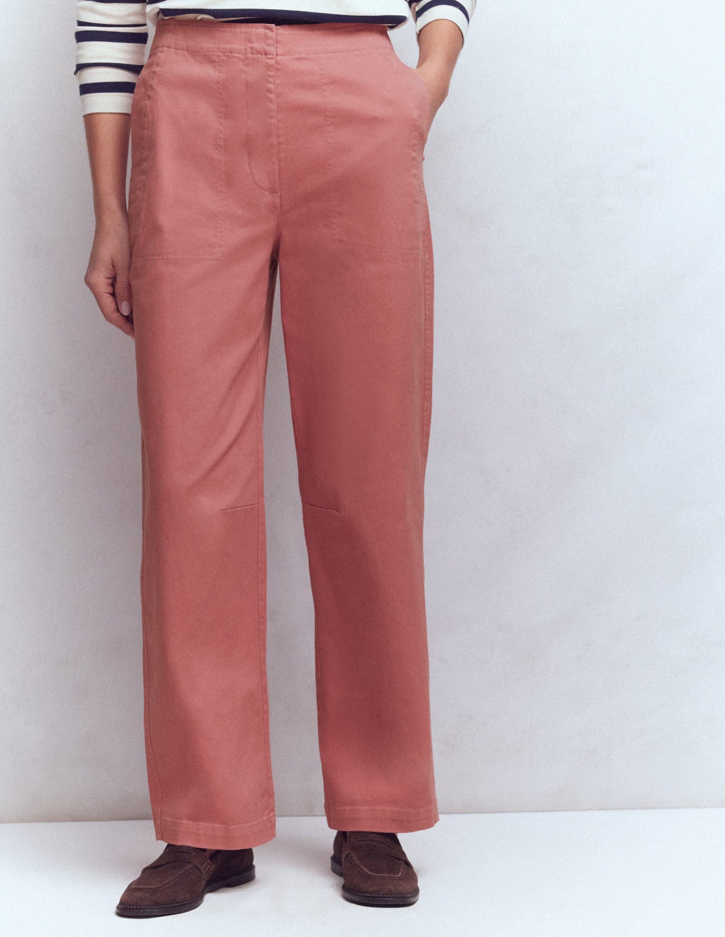Cotton Straight Leg Pants-Vintage Rose
