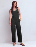 Islington Linen Crop Pants-Black