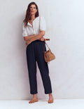Double Cloth Crop Pants-Navy