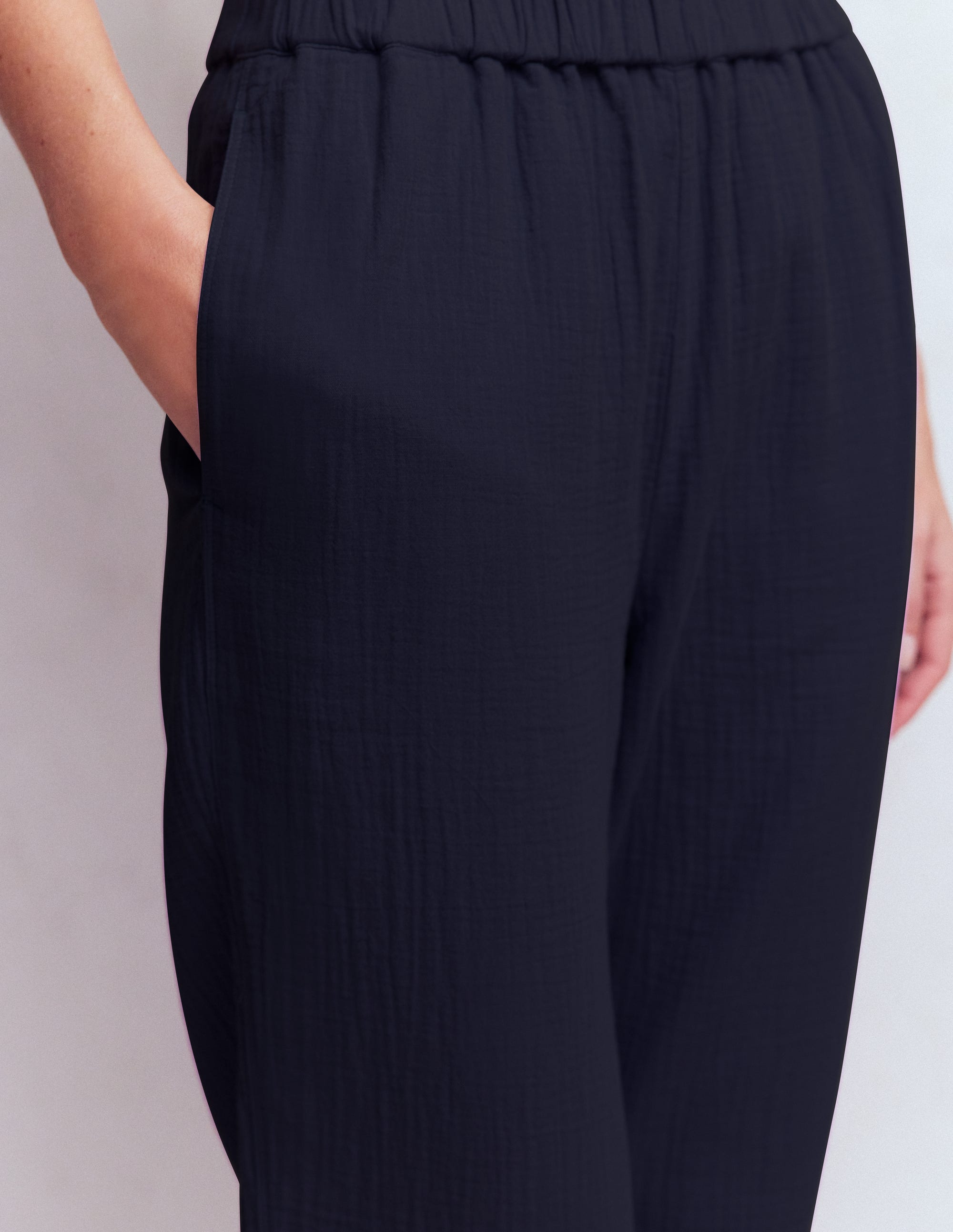 Double Cloth Crop Pants - Navy | Boden USA