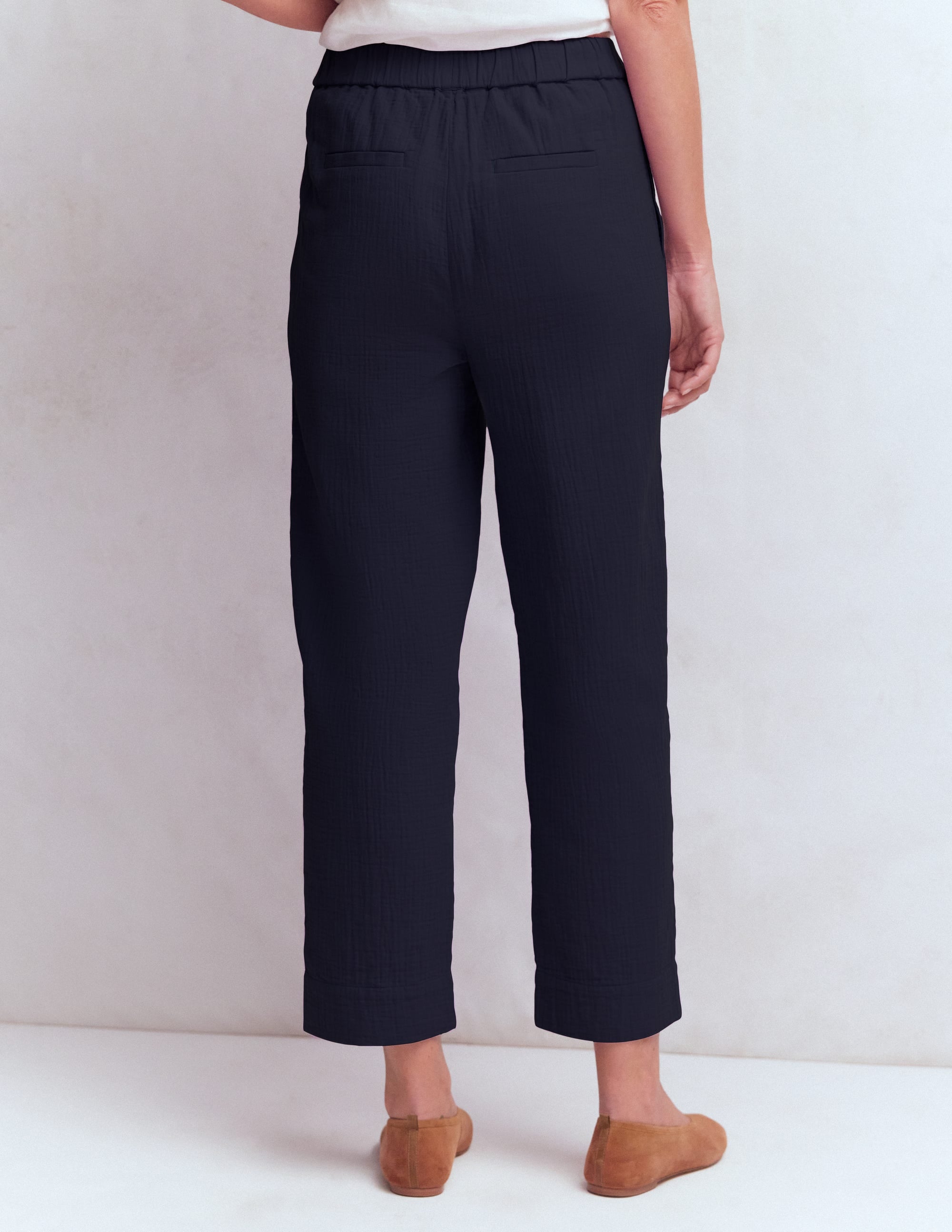 Double Cloth Crop Pants - Navy | Boden USA