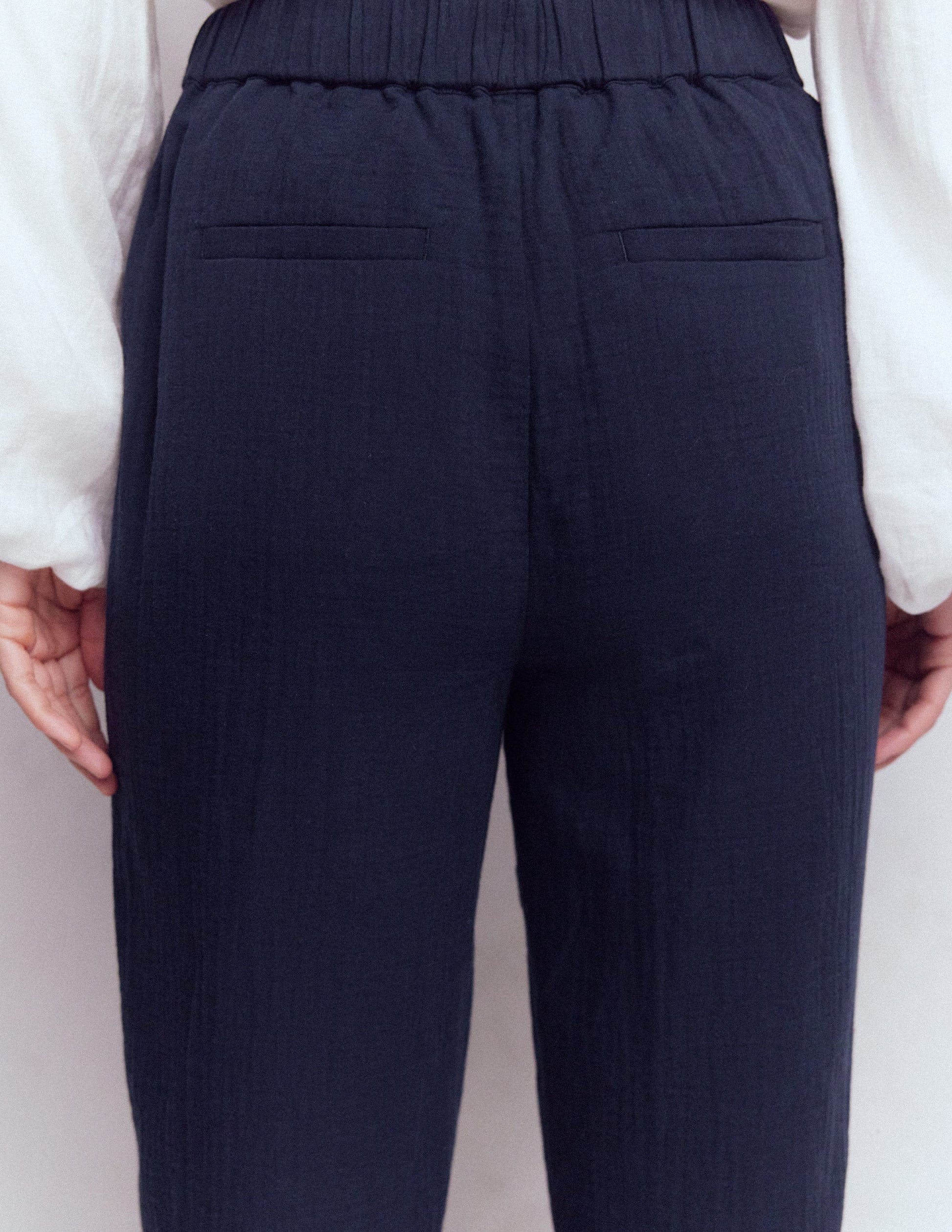 Double Cloth Crop Pants-Navy-5