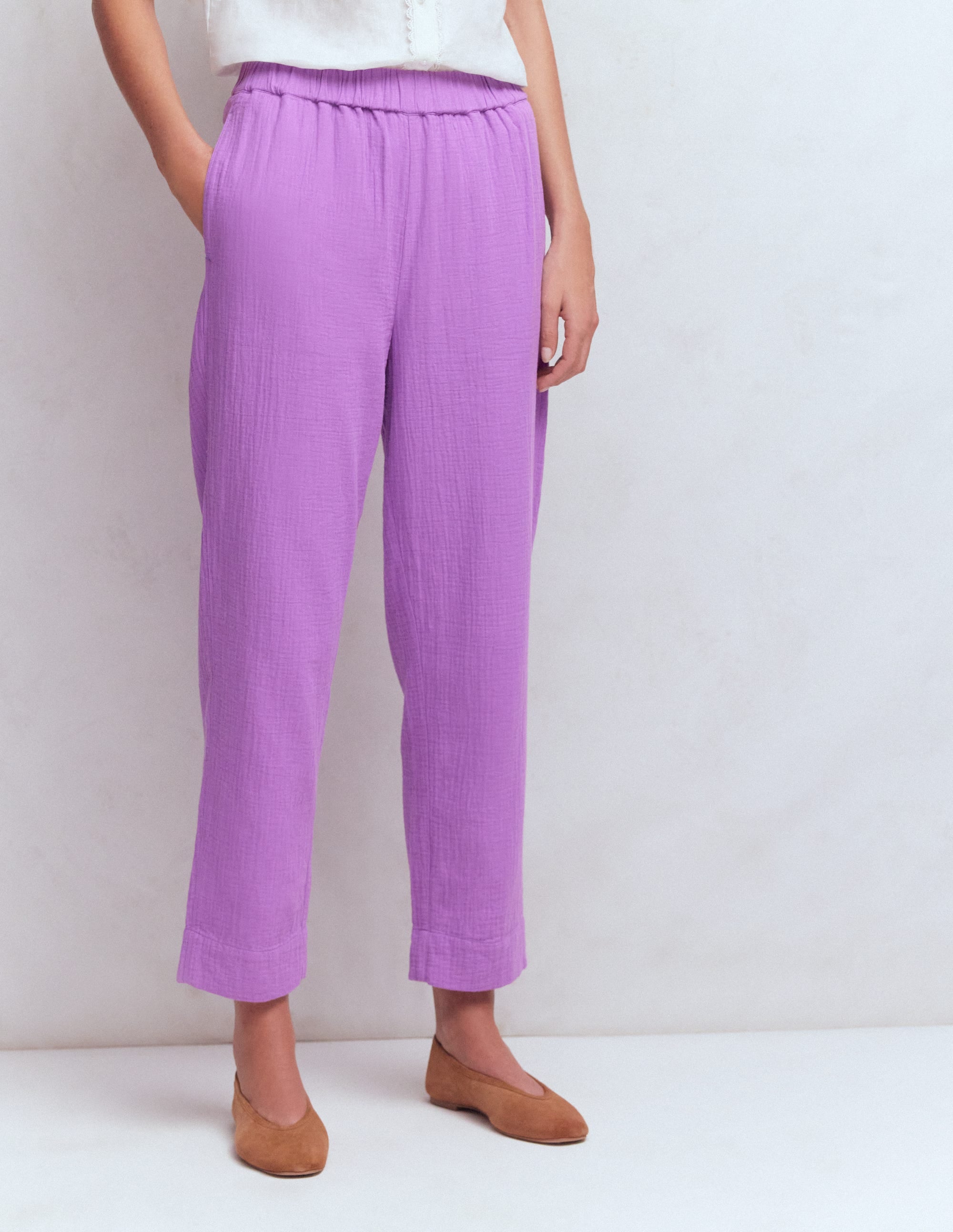 Double Cloth Crop Pants-Amethyst Purple - Image 4