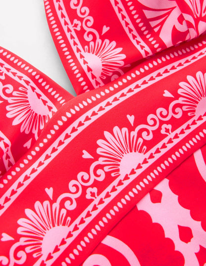 Porto V-neck Swimsuit-Poppy Red, Ornamental Garden-10