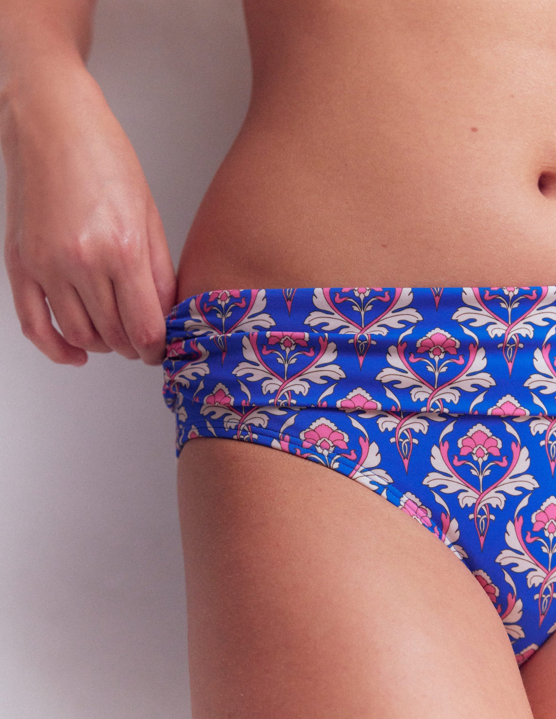 Classic Fold Bikini Bottoms-Blue, Ornamental Stamp-2