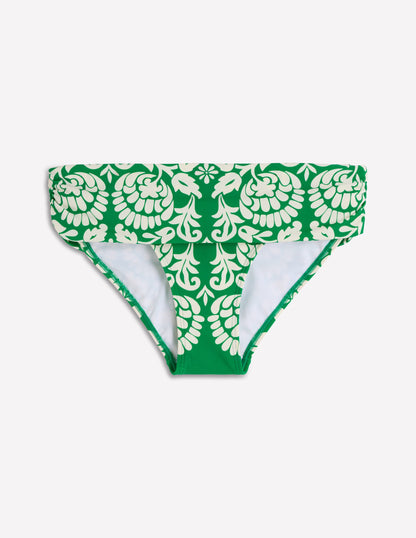 Classic Fold Bikini Bottoms-Rich Emerald, Ornate Floret-6